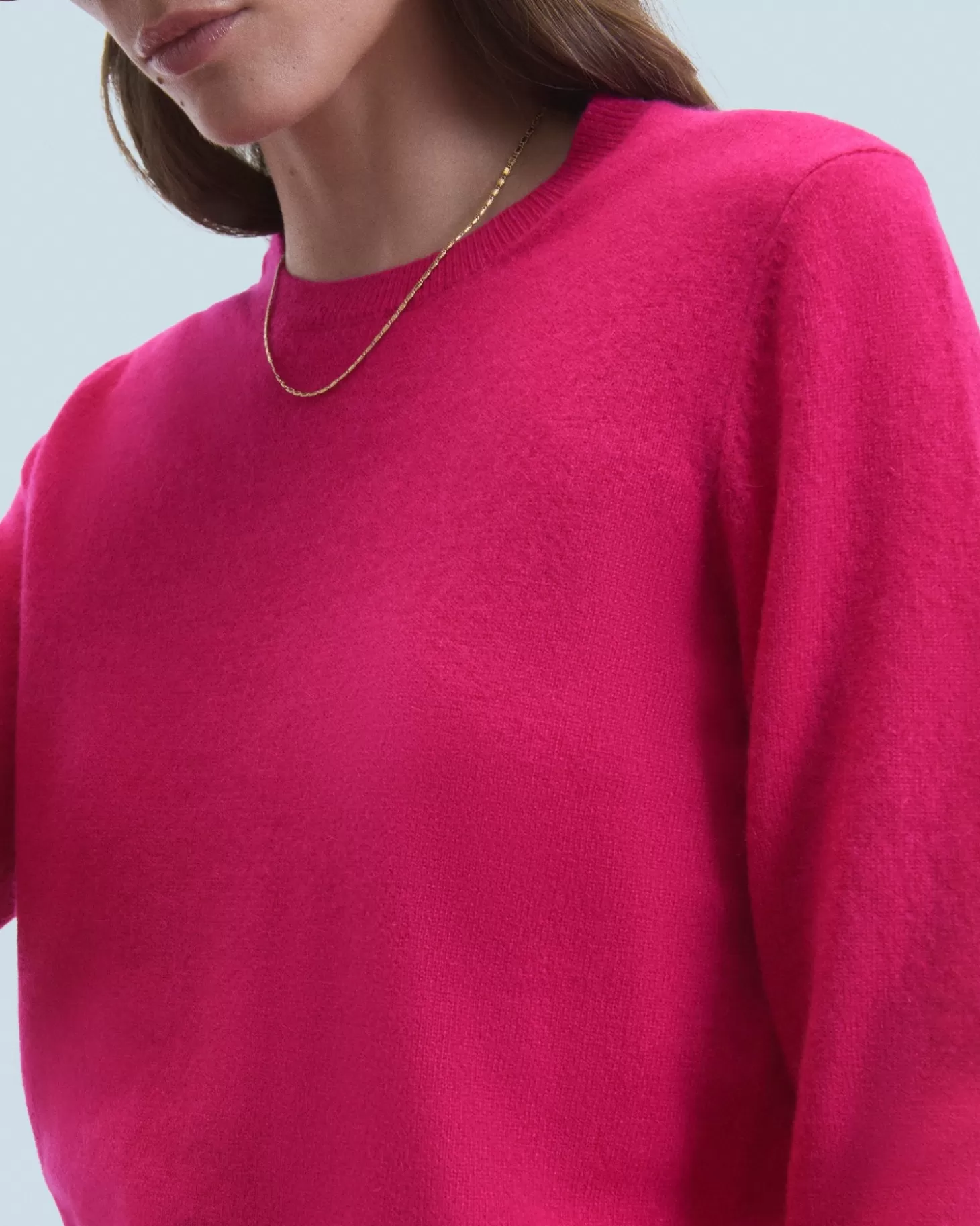 FROM FUTURE Basic Crew Neck Sweater Raspberry Pink Discount