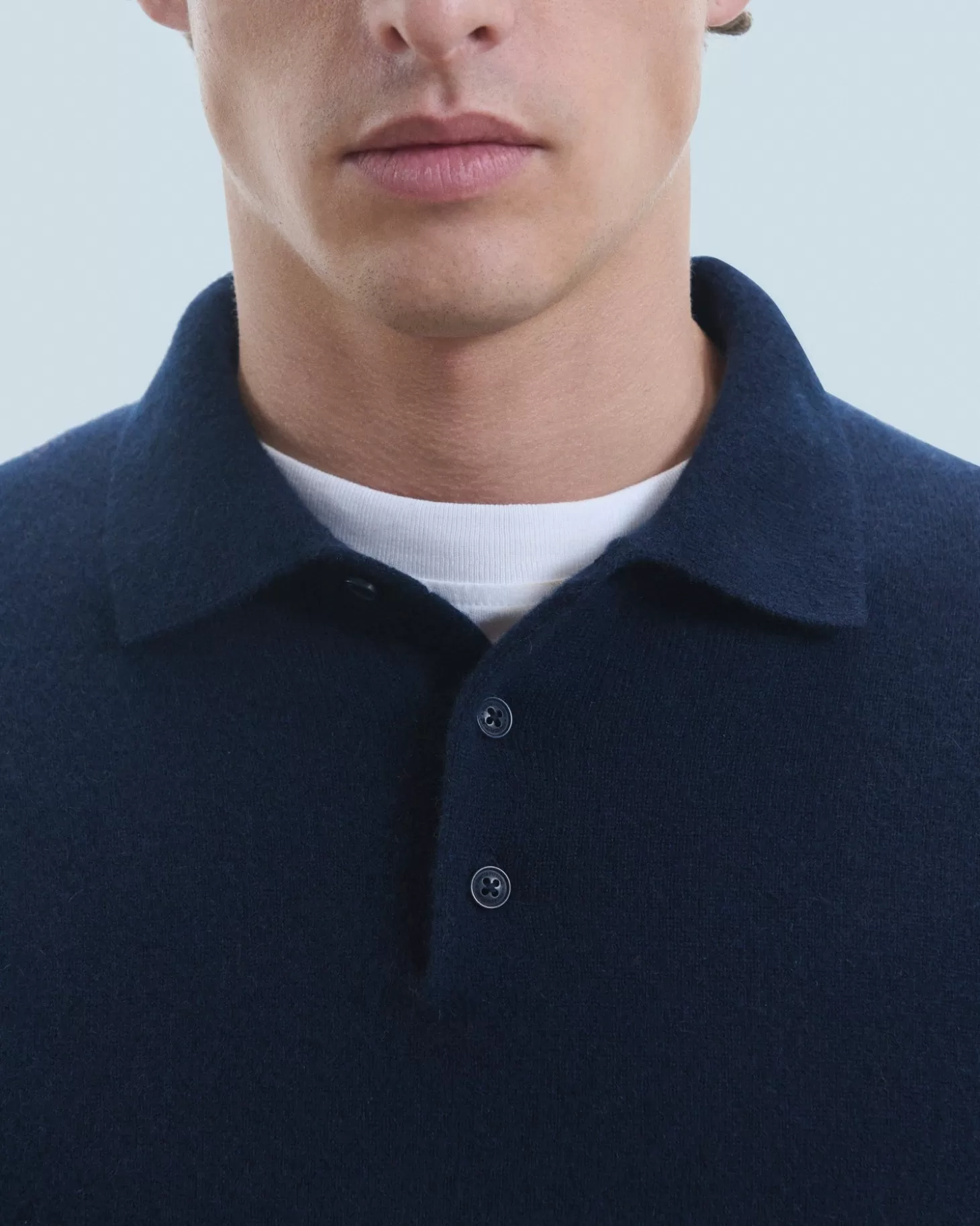 FROM FUTURE Basic Polo Neck Sweater Navy Clearance