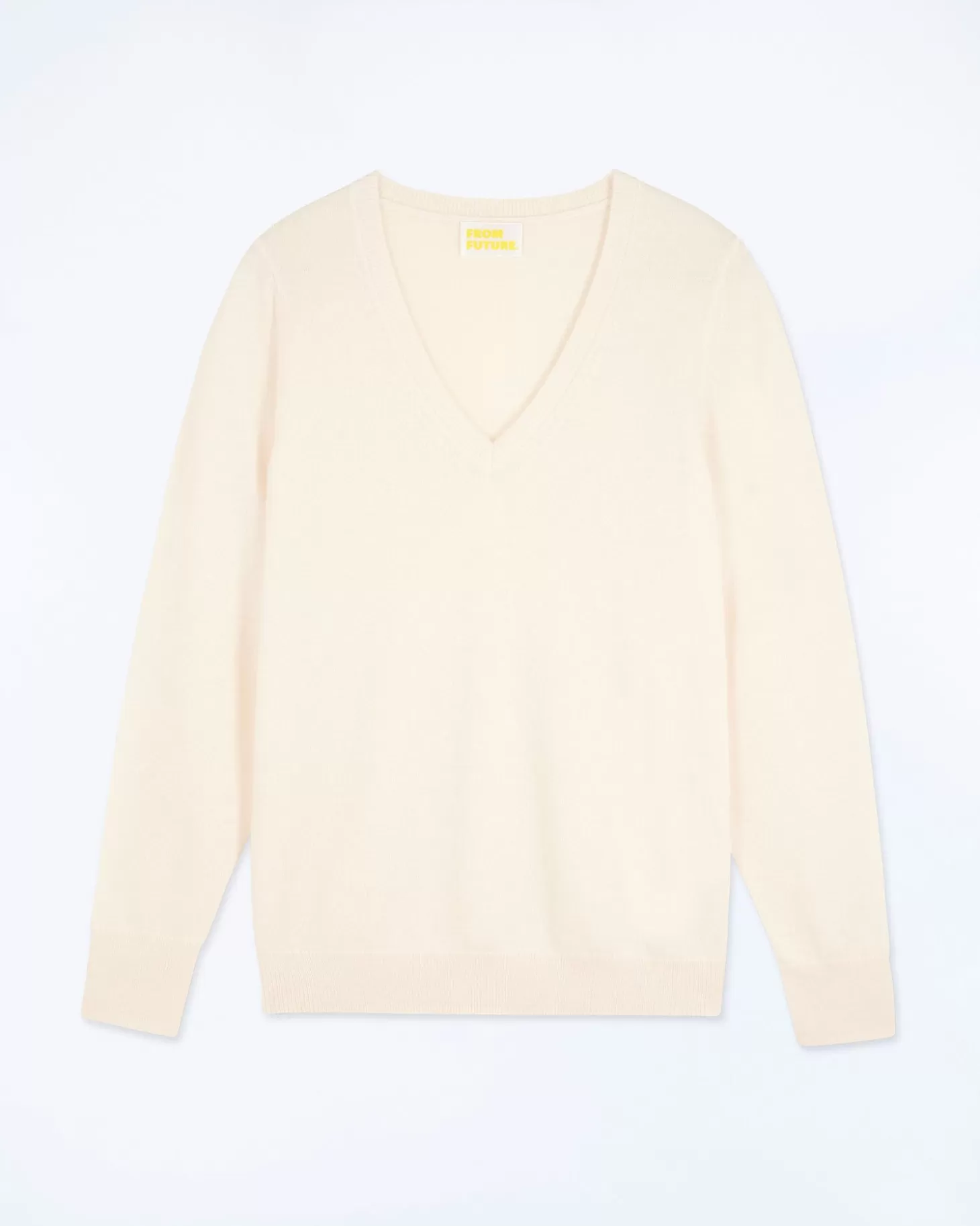 FROM FUTURE Basic V-Neck Sweater Ecru Sale