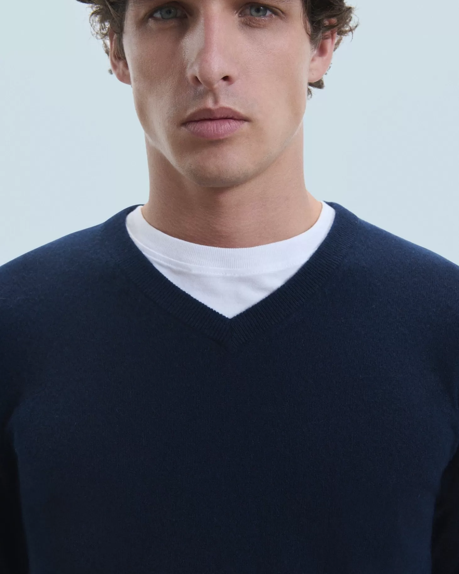 FROM FUTURE Basic V-Neck Sweater Navy Best Sale