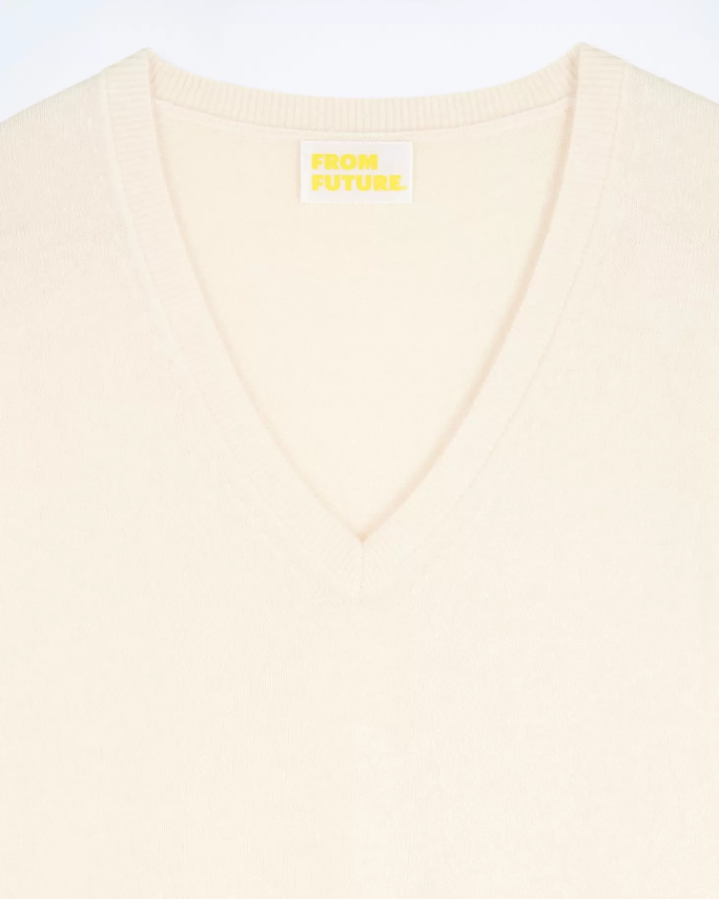 FROM FUTURE Basic V-Neck Sweater Ecru Sale