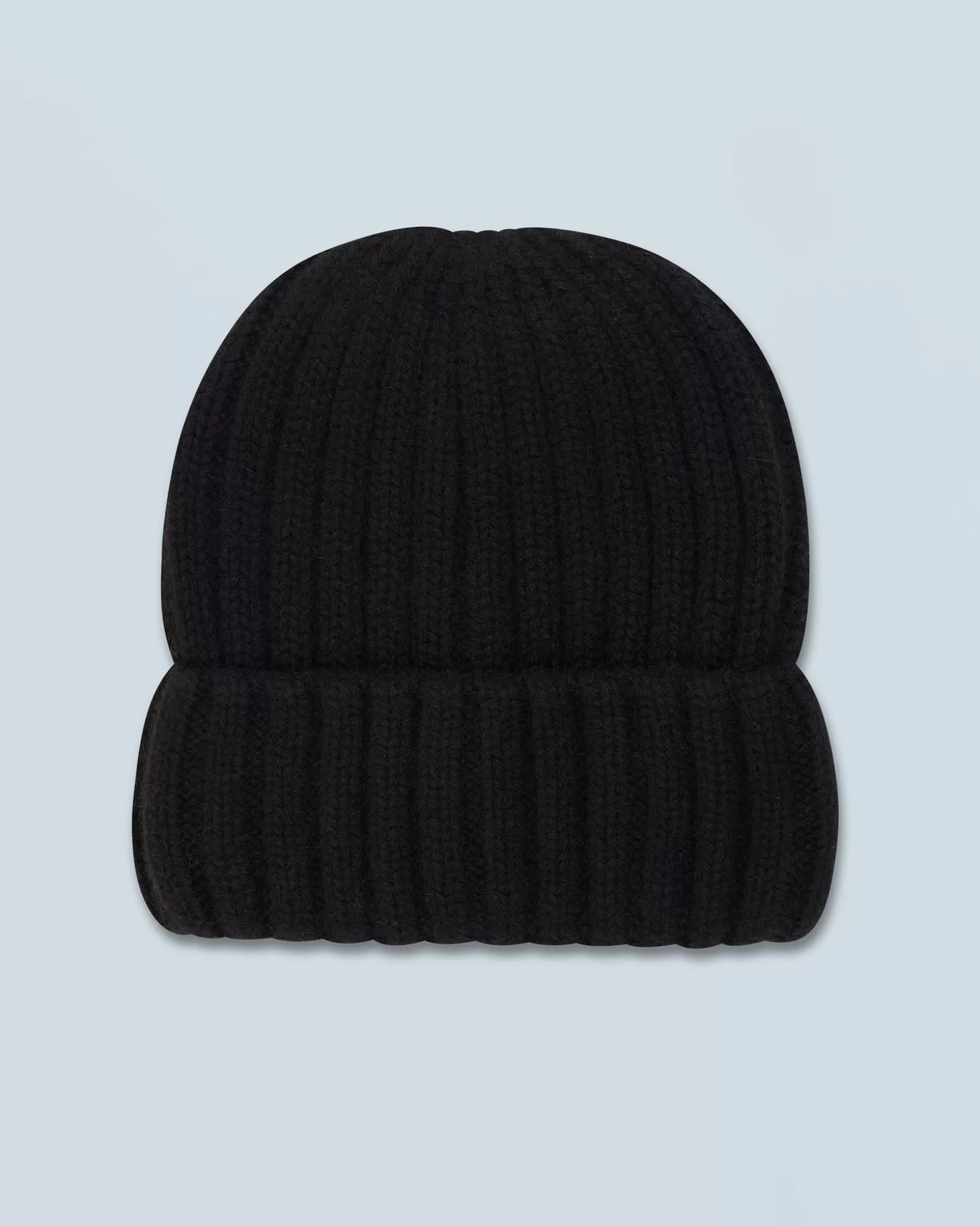 FROM FUTURE Beanie With Ribbed Lapel Black Clearance