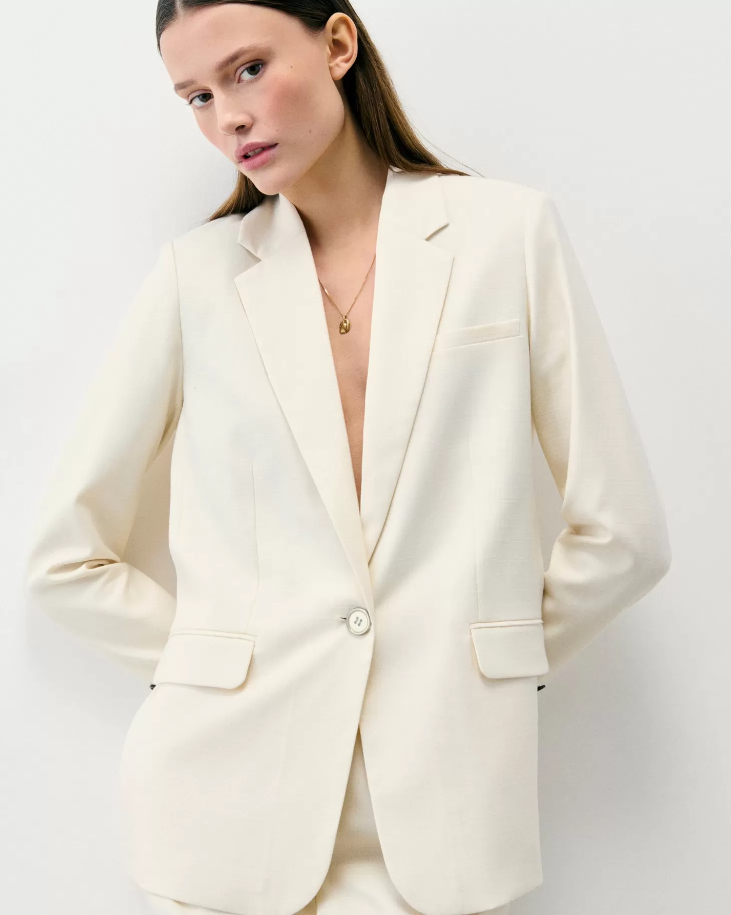 FROM FUTURE Blazer Jacket White Cheap