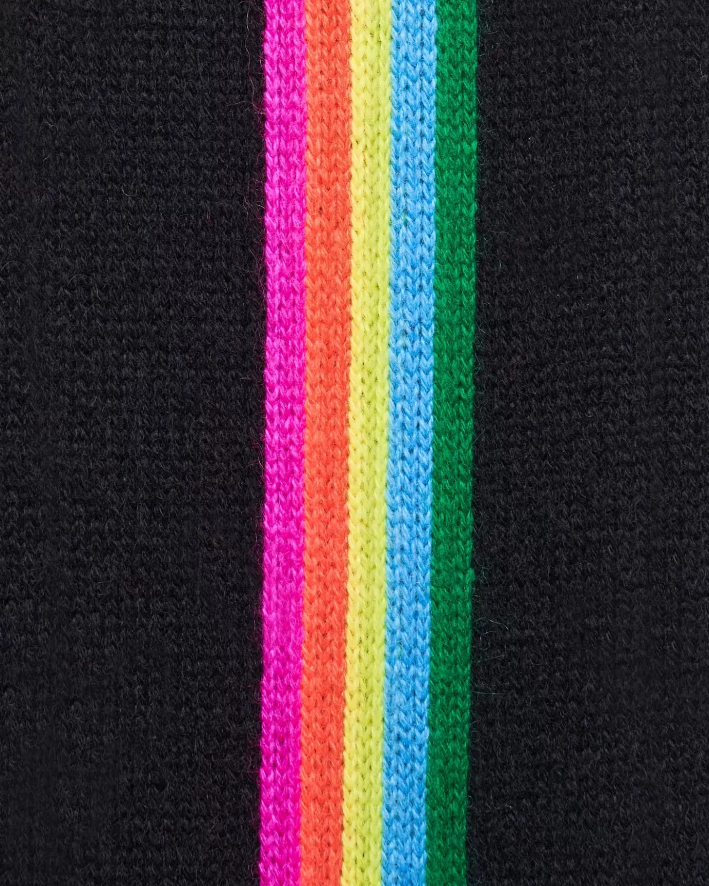 FROM FUTURE Crew Neck Sweater With Multi-Colored Bands Black Clearance