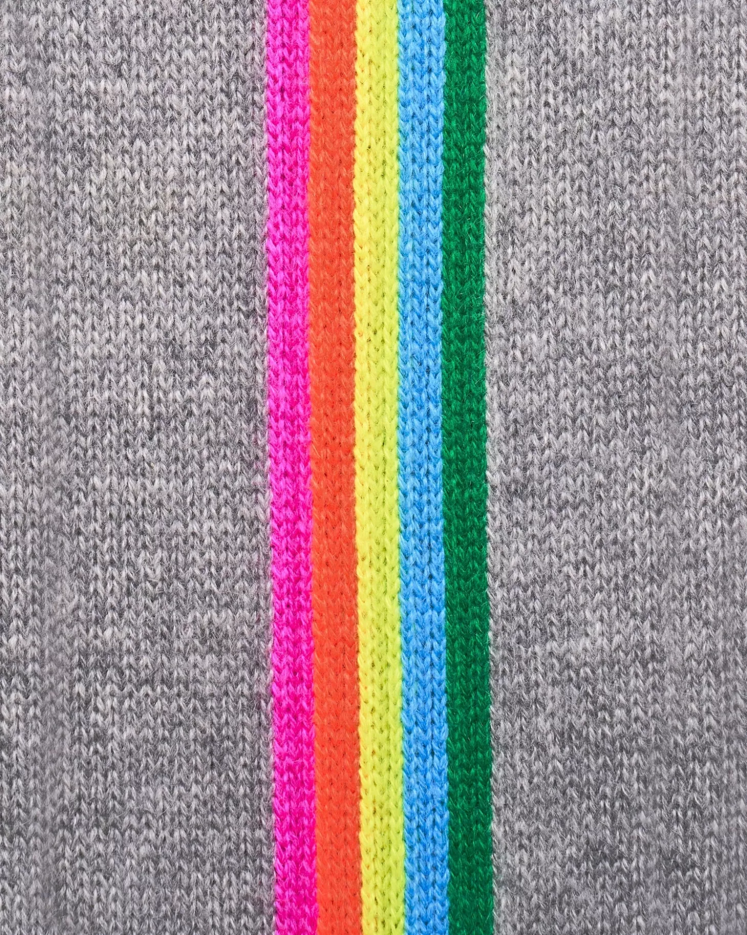 FROM FUTURE Crew Neck Sweater With Multi-Colored Bands Dark Heather Gray Best