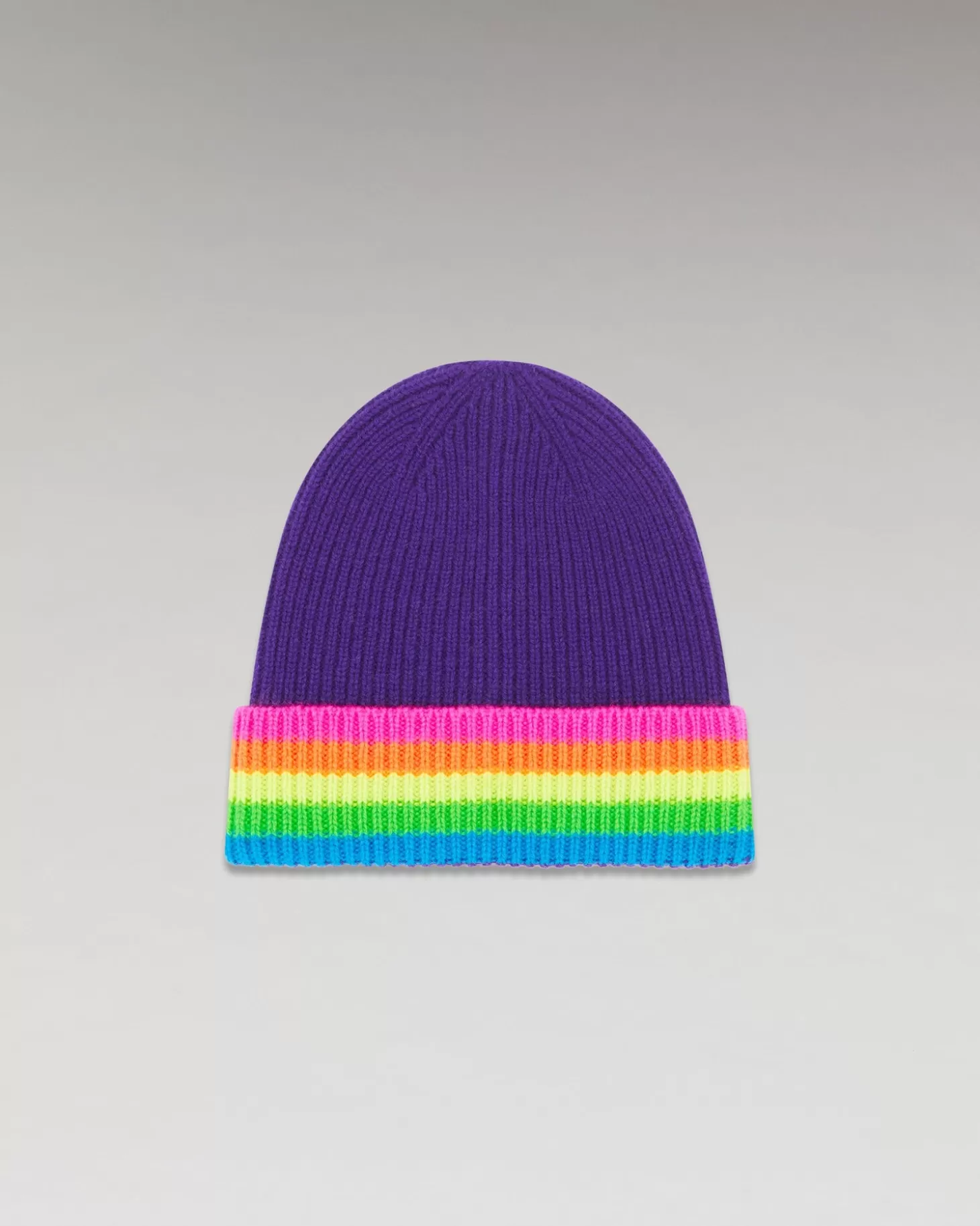 FROM FUTURE Cuffed Beanie With Multicolored Bands Winter Purple Online