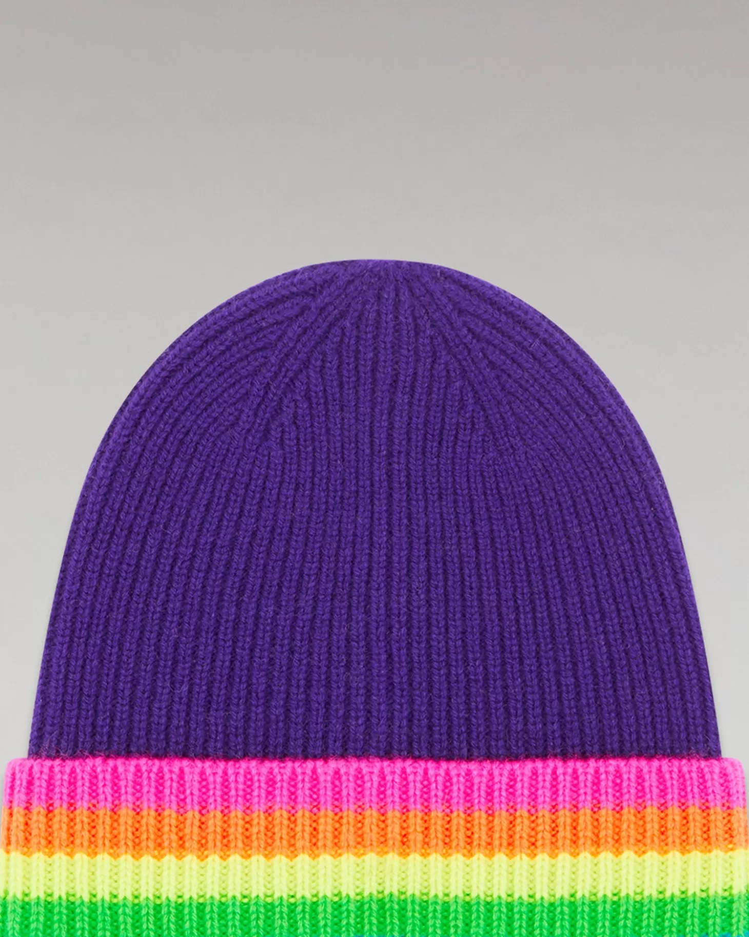 FROM FUTURE Cuffed Beanie With Multicolored Bands Winter Purple Online
