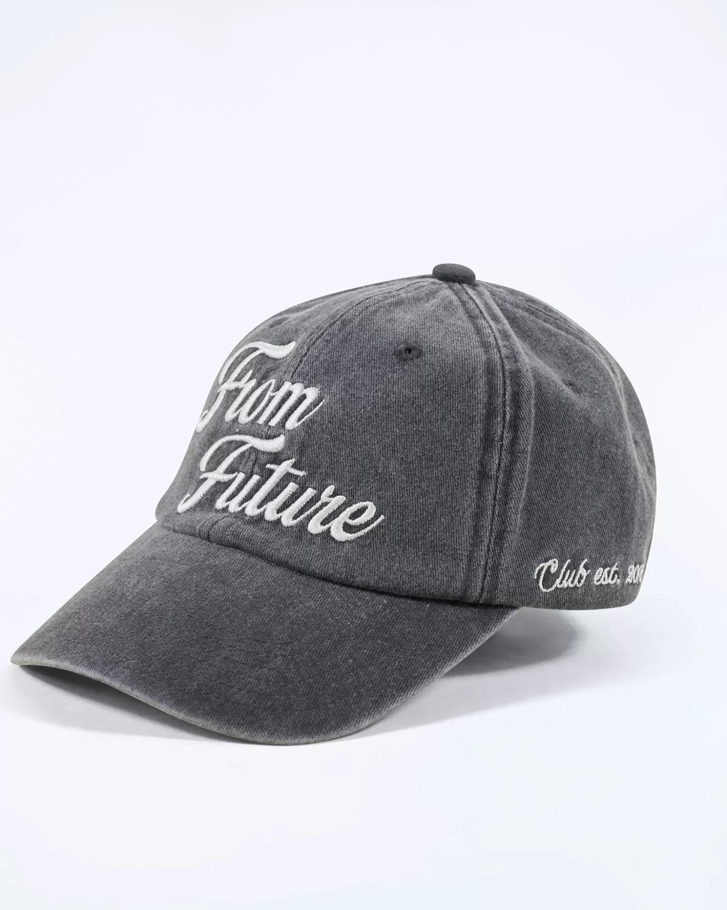 FROM FUTURE Curved Visor Cap Washed Black Cheap