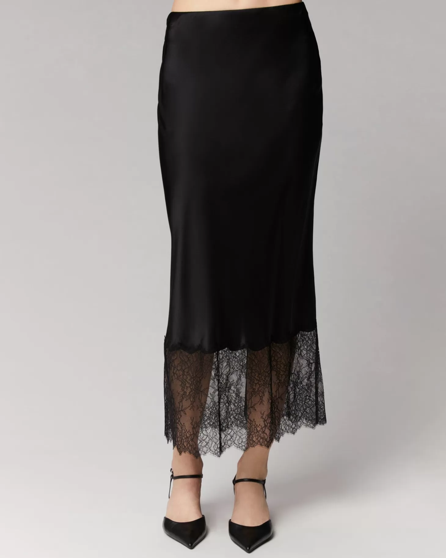 FROM FUTURE Cutout Lace Midi Skirt Black Sale