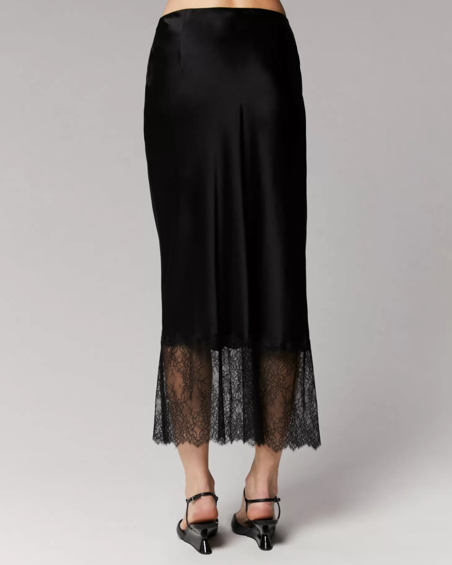 FROM FUTURE Cutout Lace Midi Skirt Black Sale