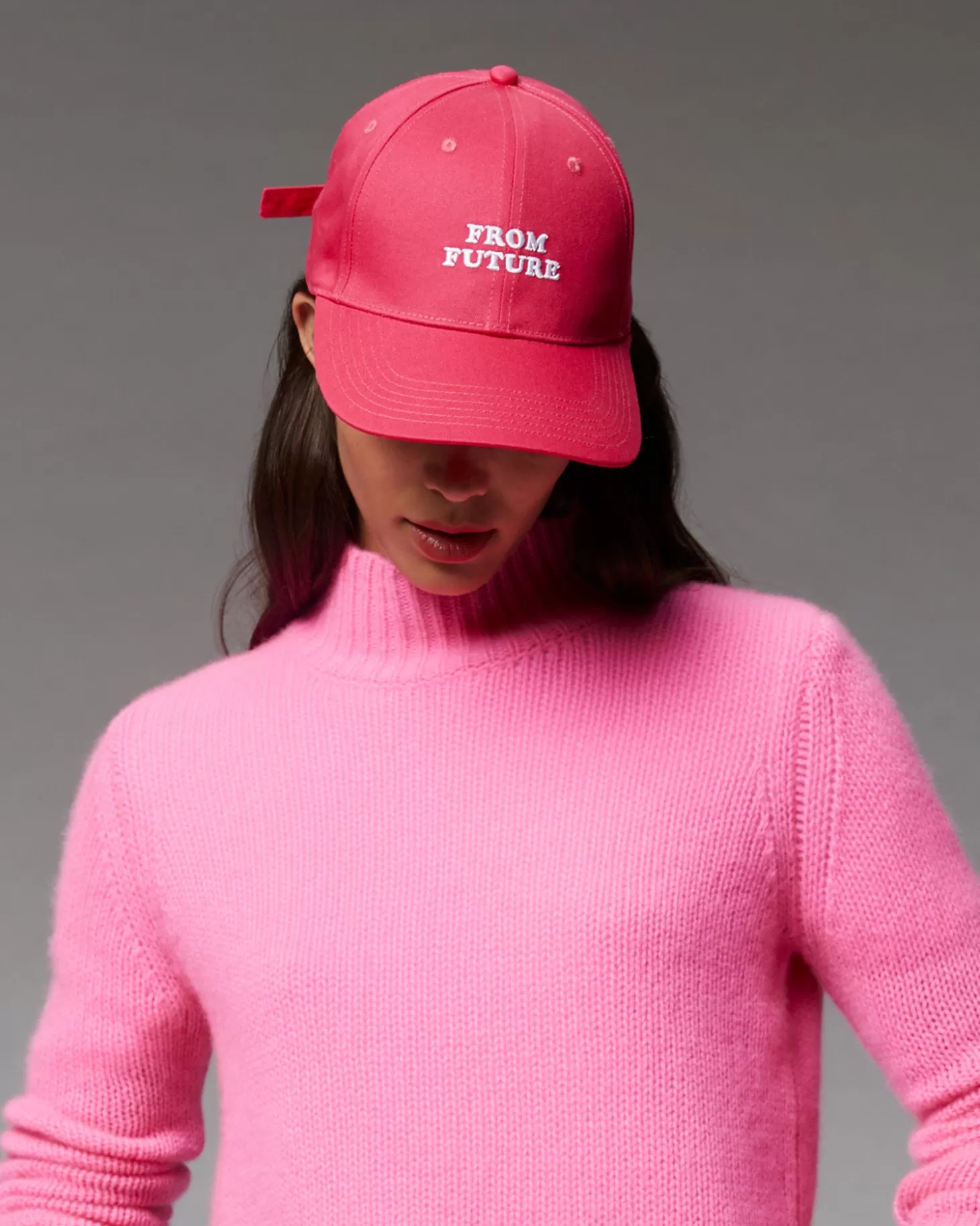 FROM FUTURE Logo Curved Peak Cap Neon Pink Best Sale