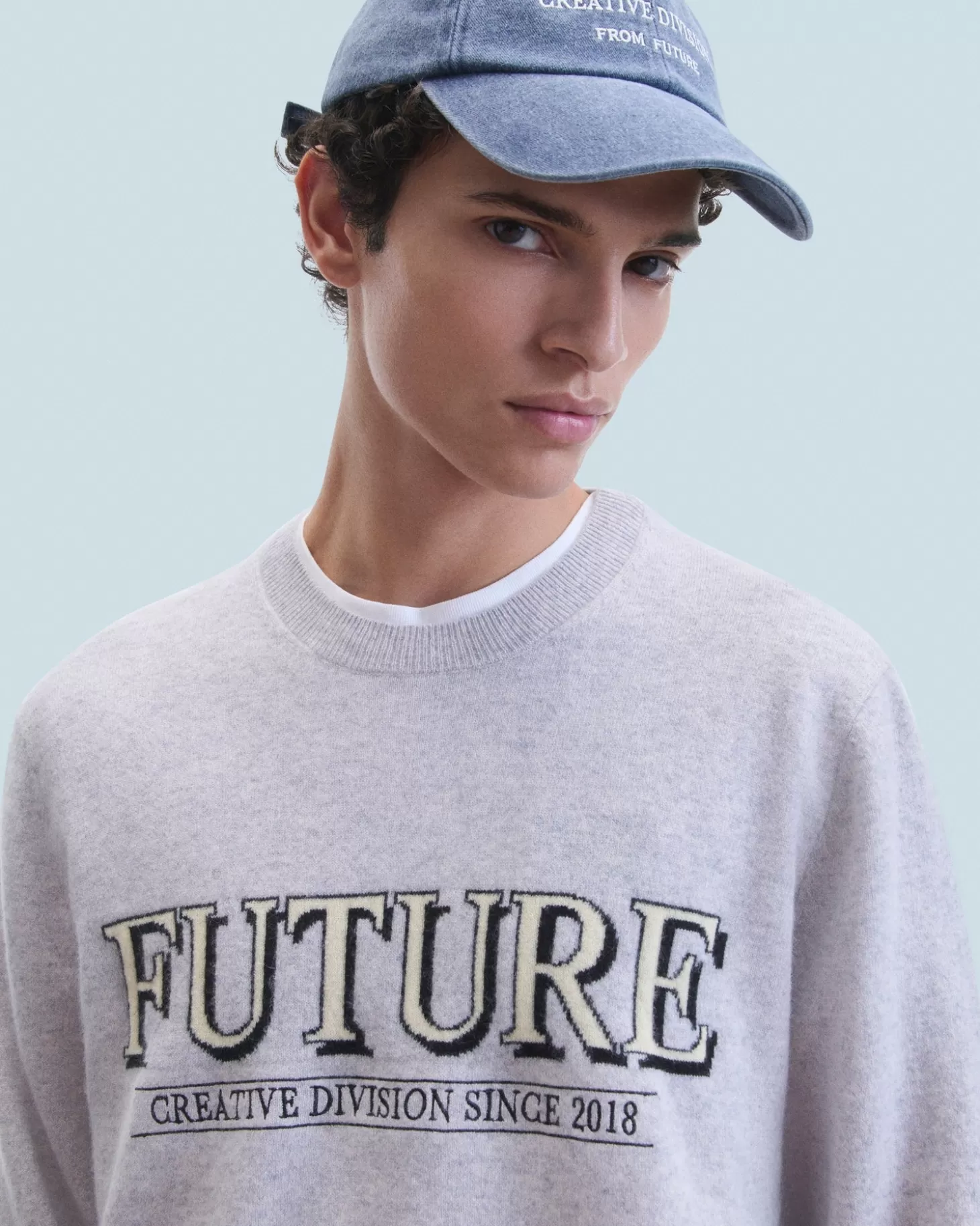 FROM FUTURE Future Crewneck Sweater Light Heather Gray New