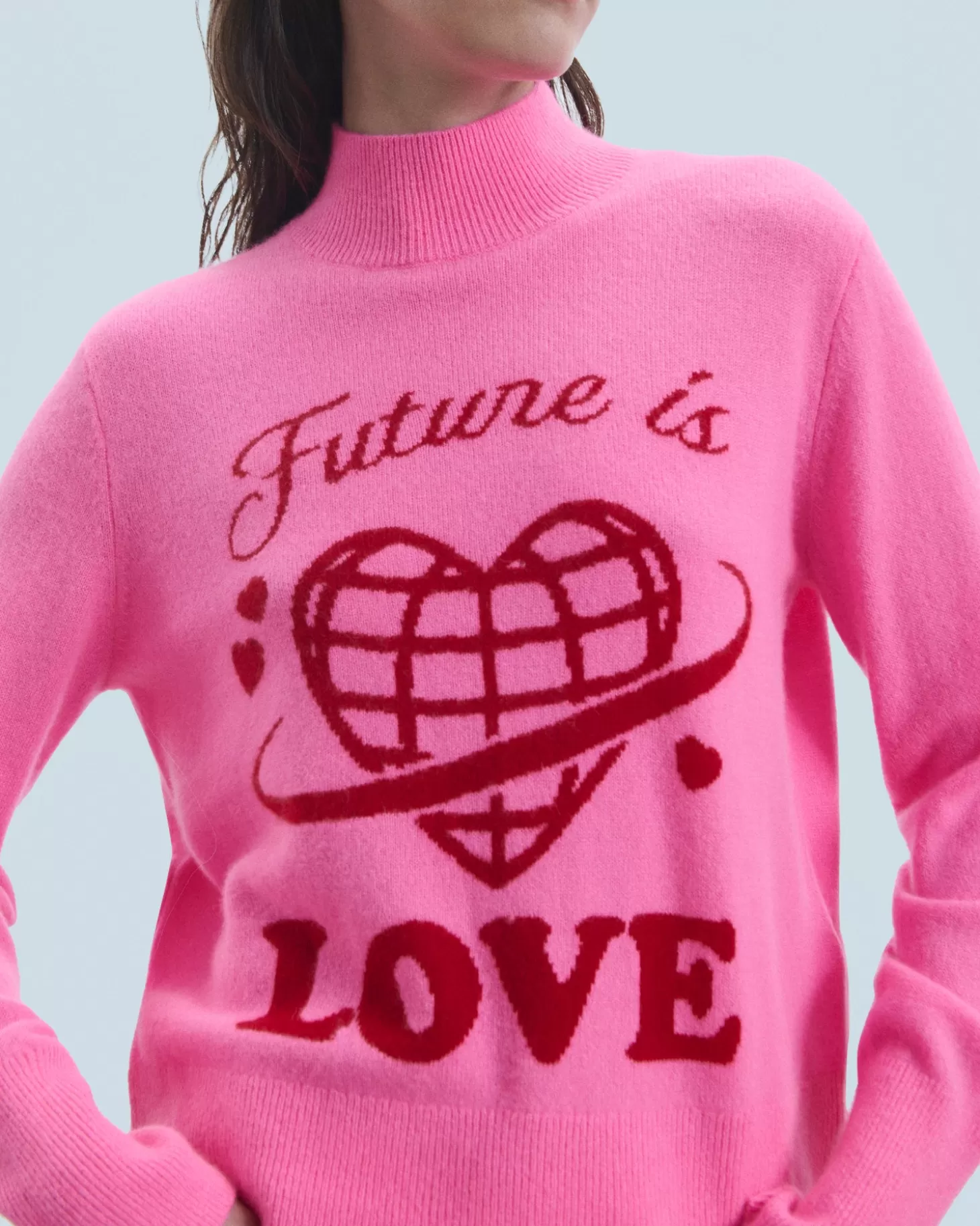 FROM FUTURE Future Is Love Mock Neck Sweater Dreamy Pink Shop