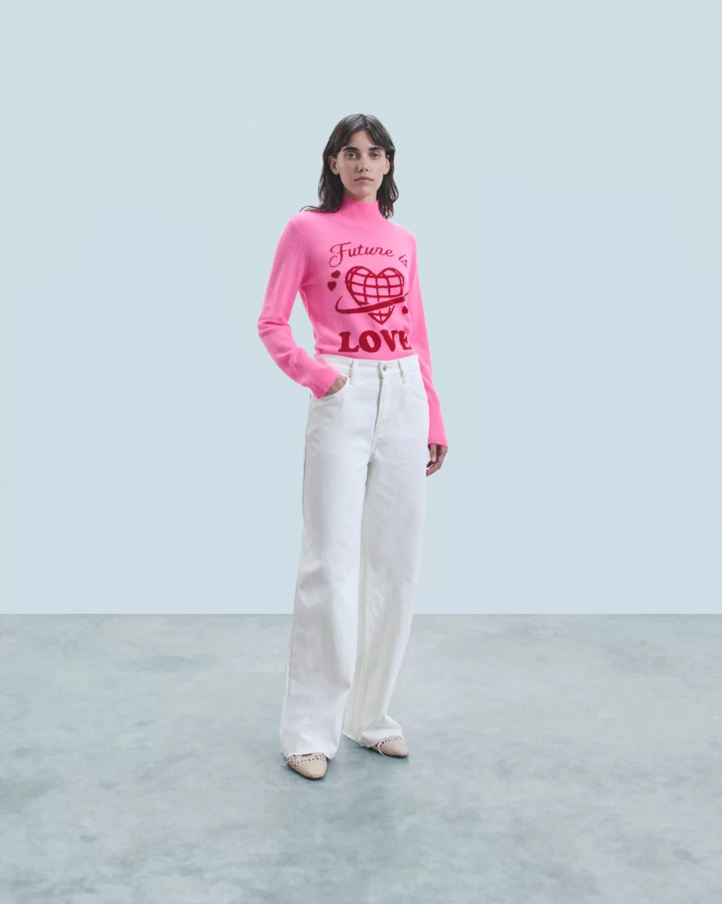 FROM FUTURE Future Is Love Mock Neck Sweater Dreamy Pink Shop