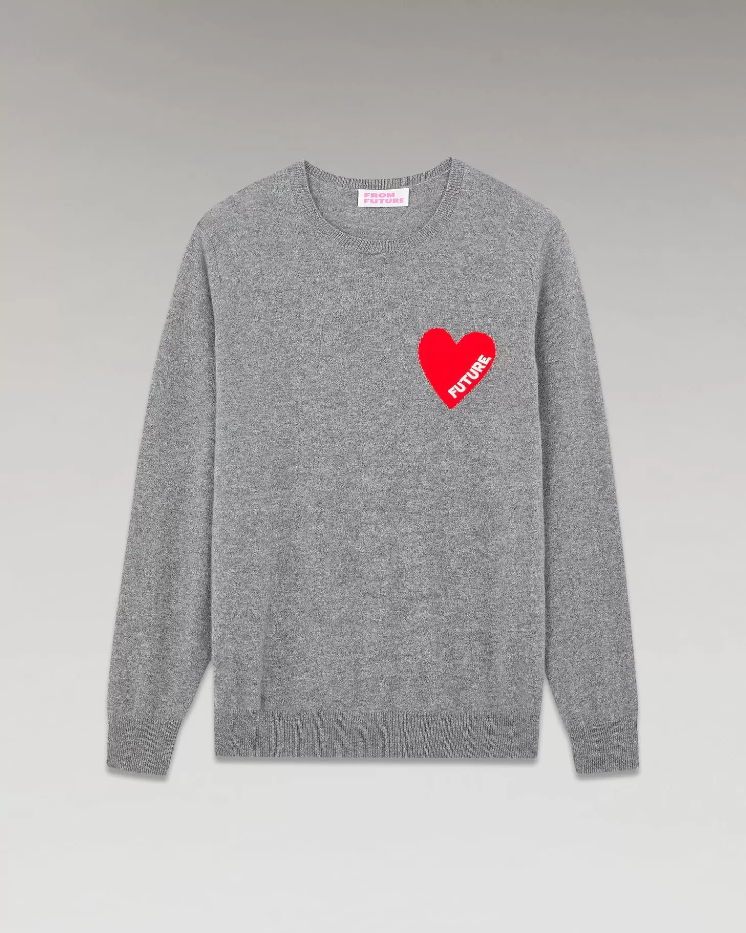 FROM FUTURE Heart Crewneck Sweater Dark Heather Gray Outlet