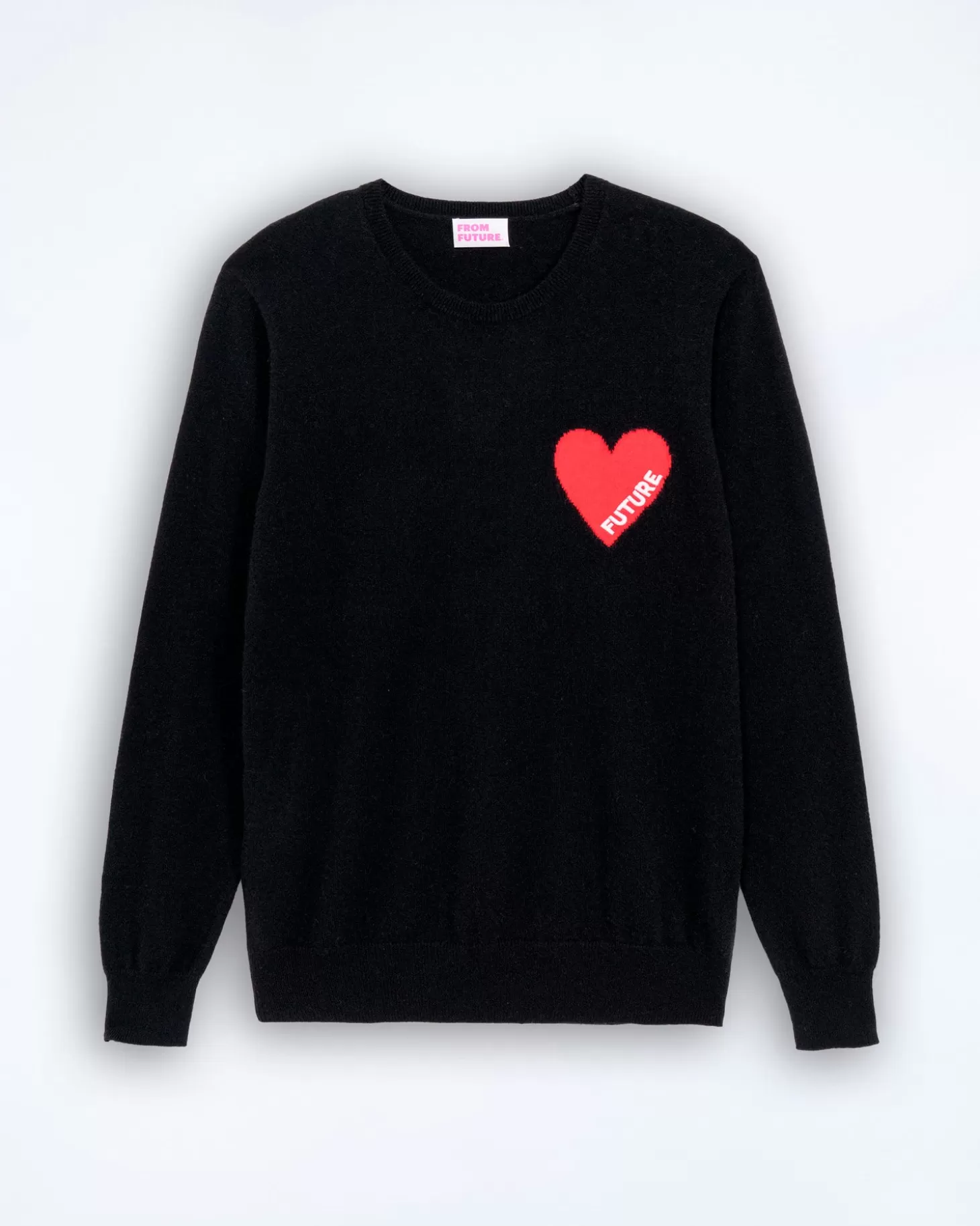 FROM FUTURE Heart Crewneck Sweater Black Cheap