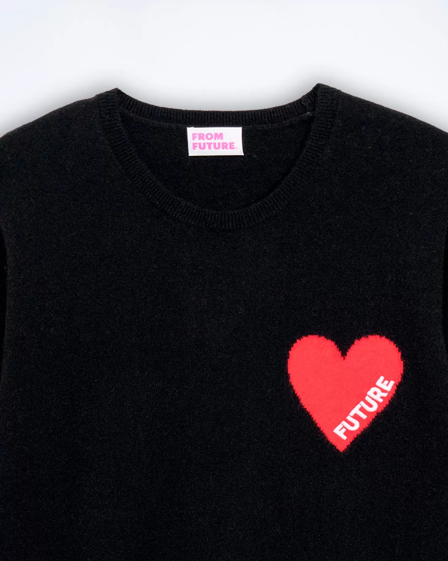 FROM FUTURE Heart Crewneck Sweater Black Cheap