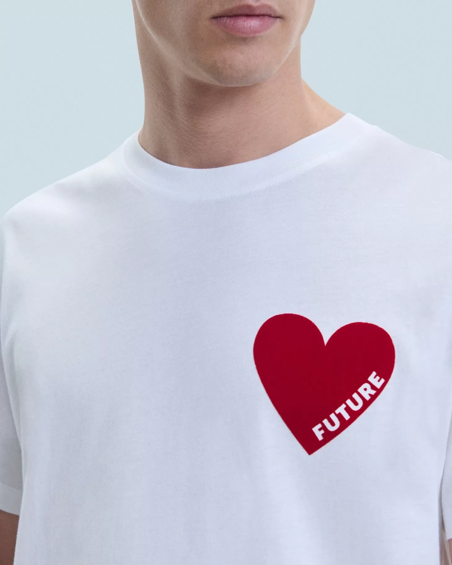 FROM FUTURE Heart Crewneck T-shirt White Flash Sale