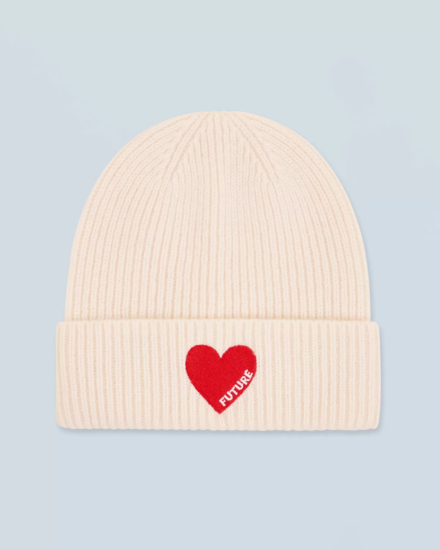 FROM FUTURE Heart Cuffed Beanie Ecru Flash Sale