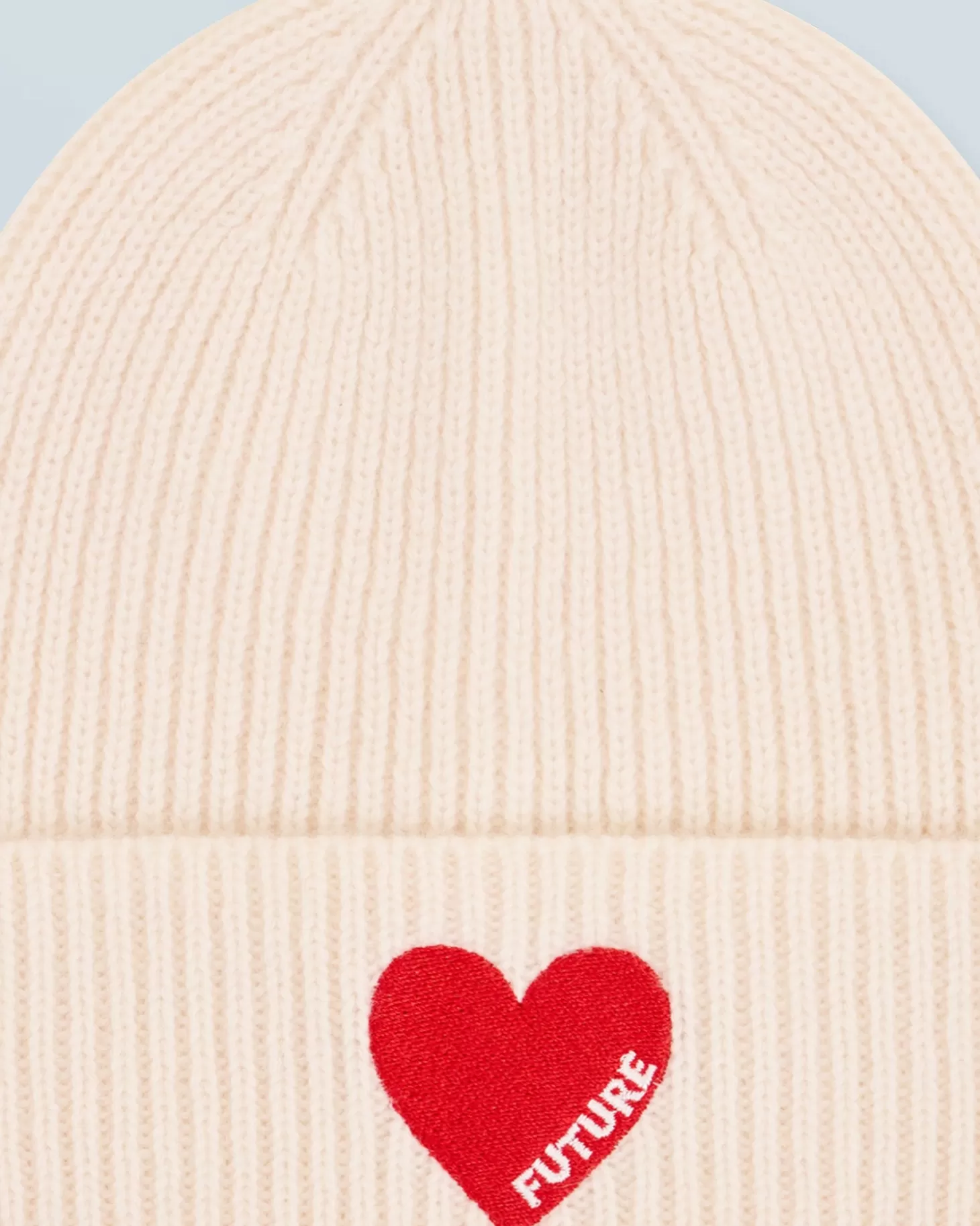 FROM FUTURE Heart Cuffed Beanie Ecru Flash Sale