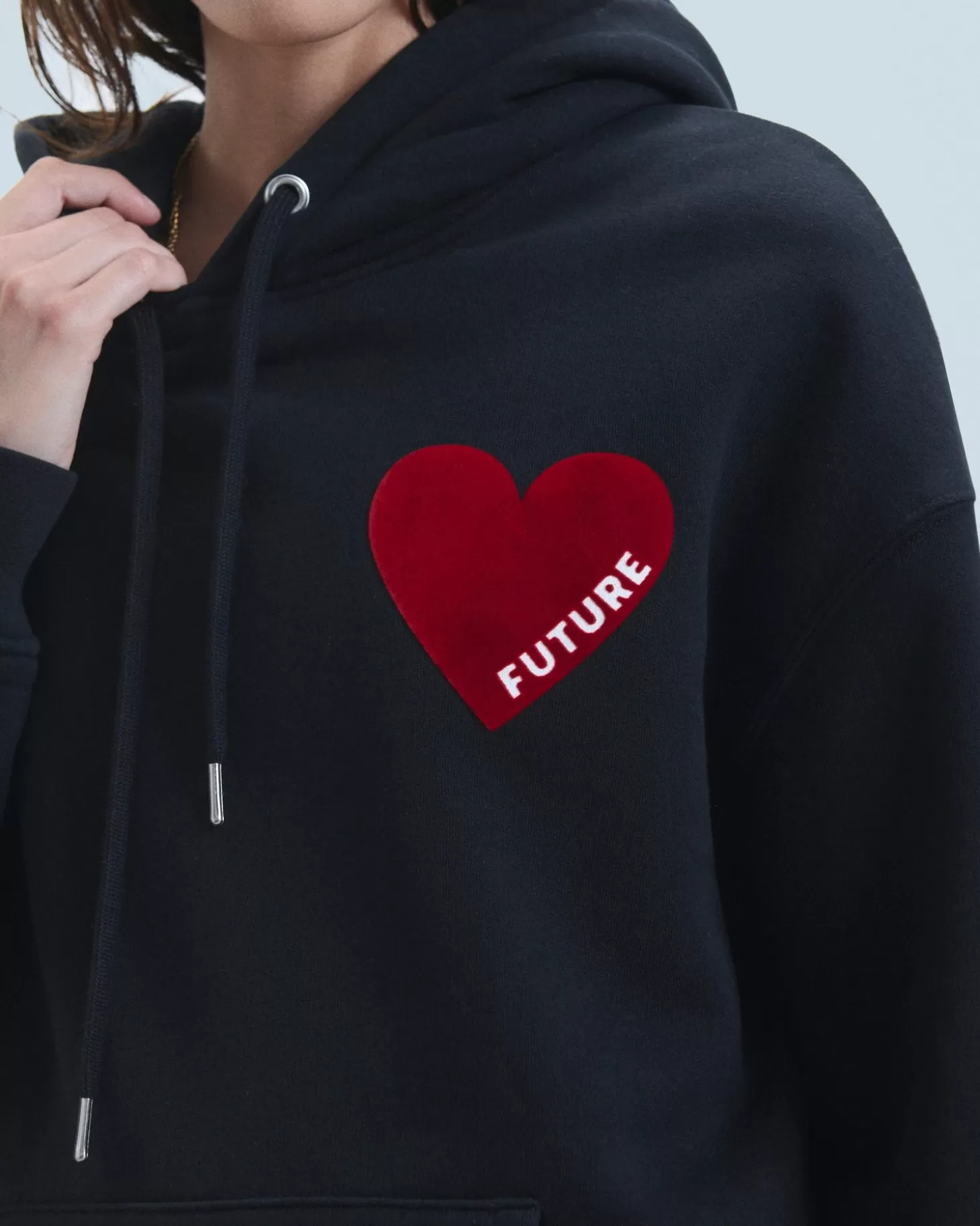 FROM FUTURE Heart Hoodie Sweatshirt Black Outlet