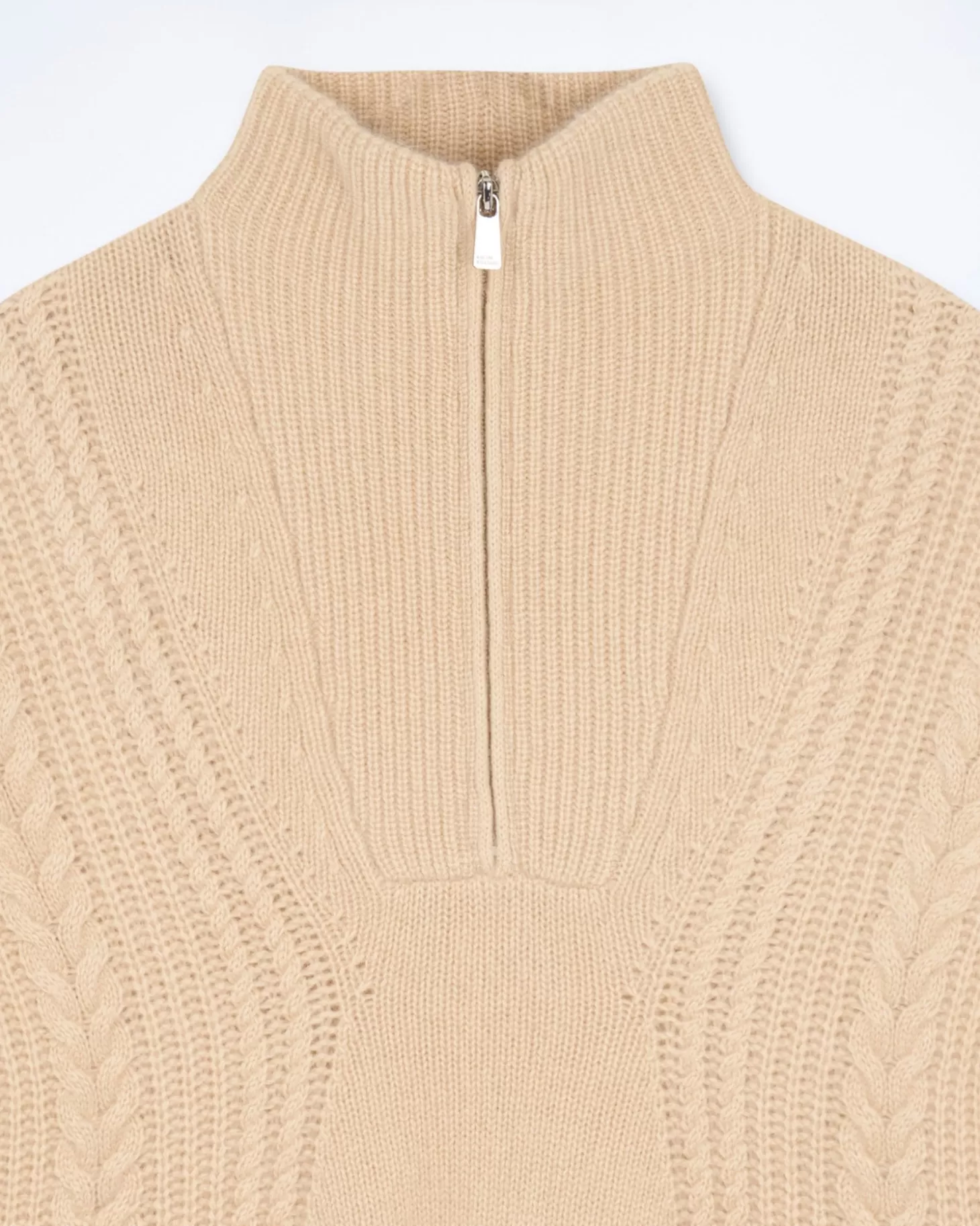 FROM FUTURE High-Neck Sweater With Cables Beige Cheap