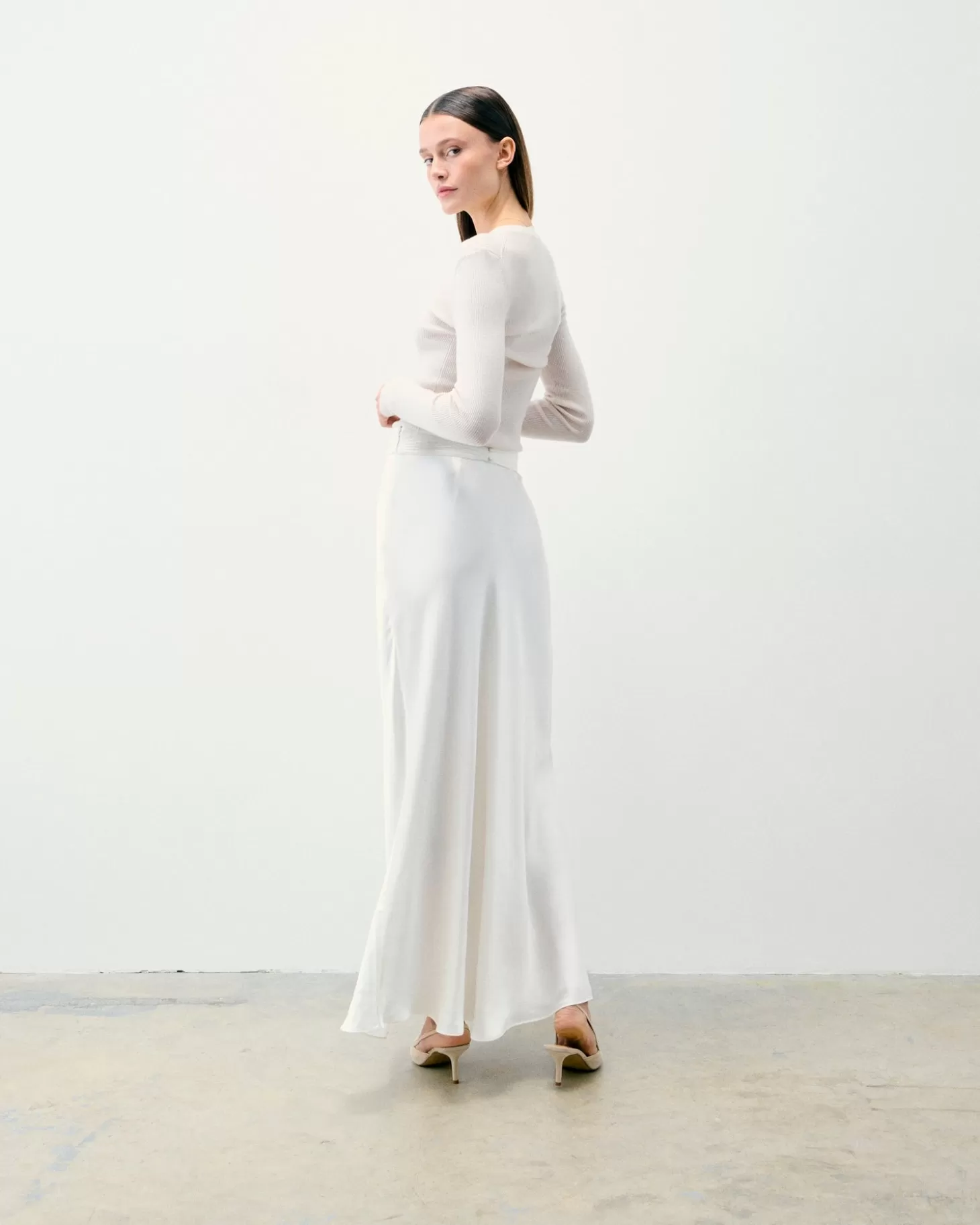 FROM FUTURE Lea Long Skirt White Best Sale