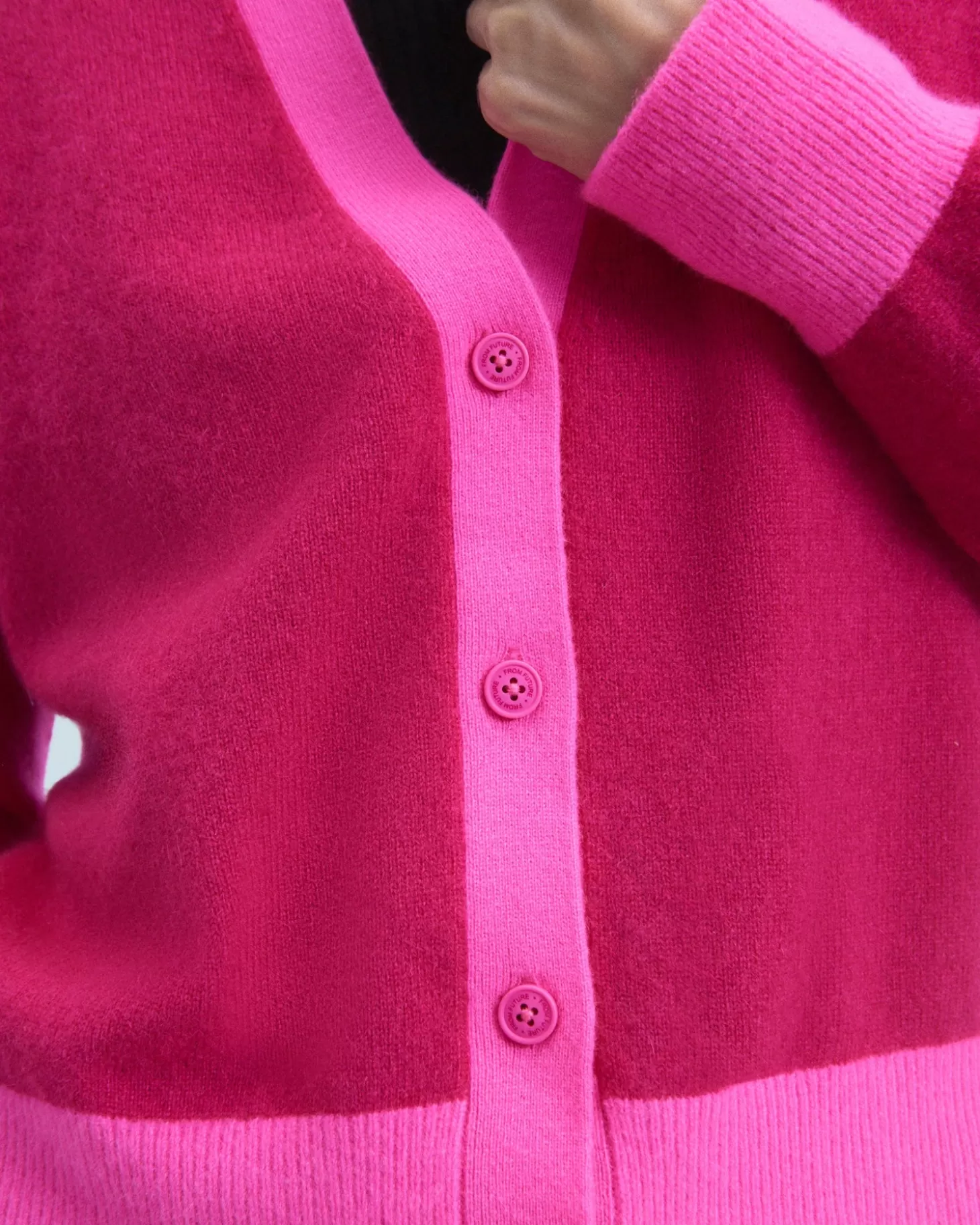 FROM FUTURE Light Bicolor Cardigan Raspberry Pink Best Sale