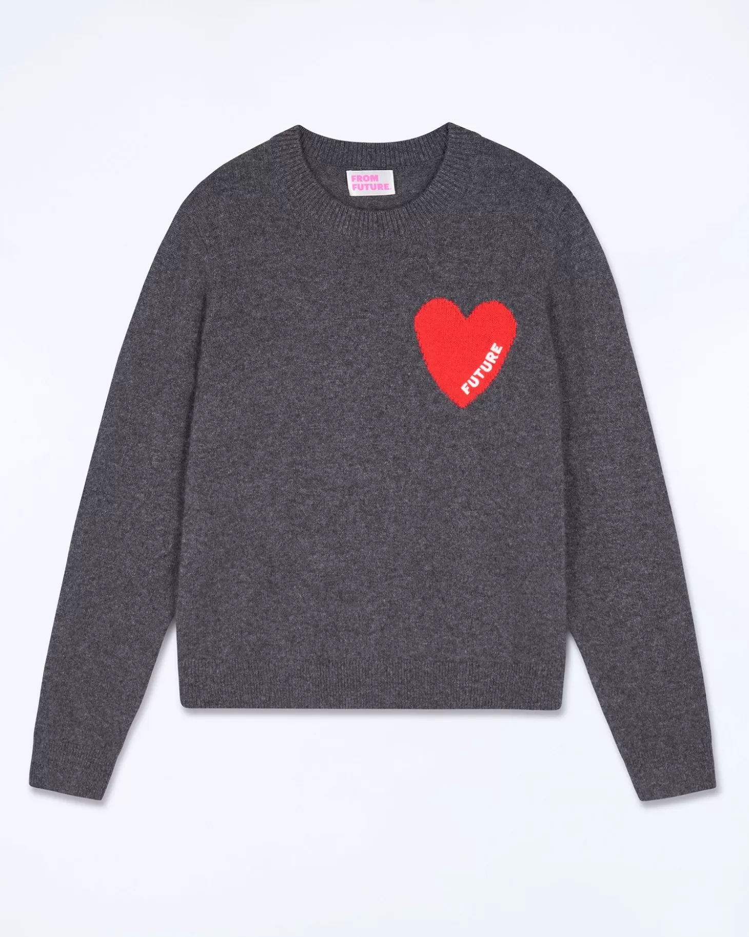 FROM FUTURE Light Heart Crewneck Sweater Charcoal Gray Best Sale