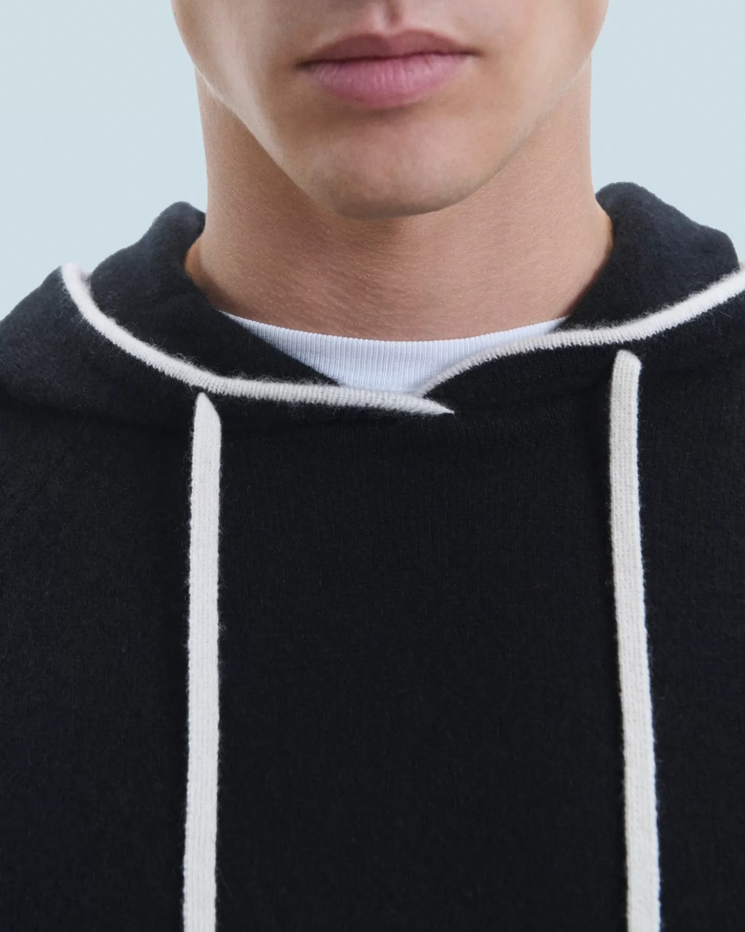 FROM FUTURE Lightweight Contrast Trim Hoodie Sweater Black Best