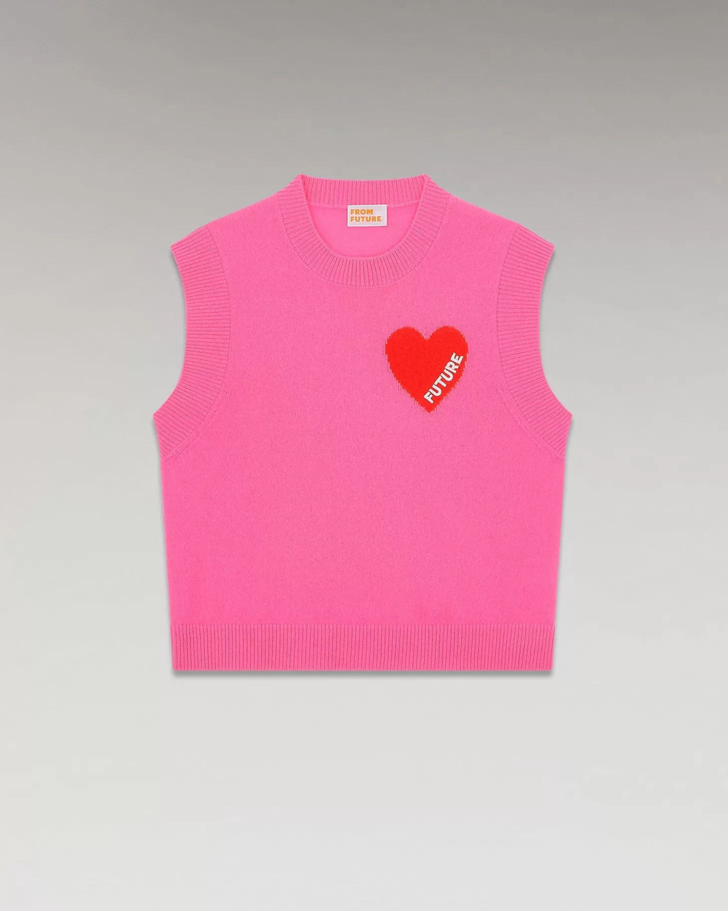 FROM FUTURE Lightweight Heart Sleeveless Sweater Sparkle Pink Online