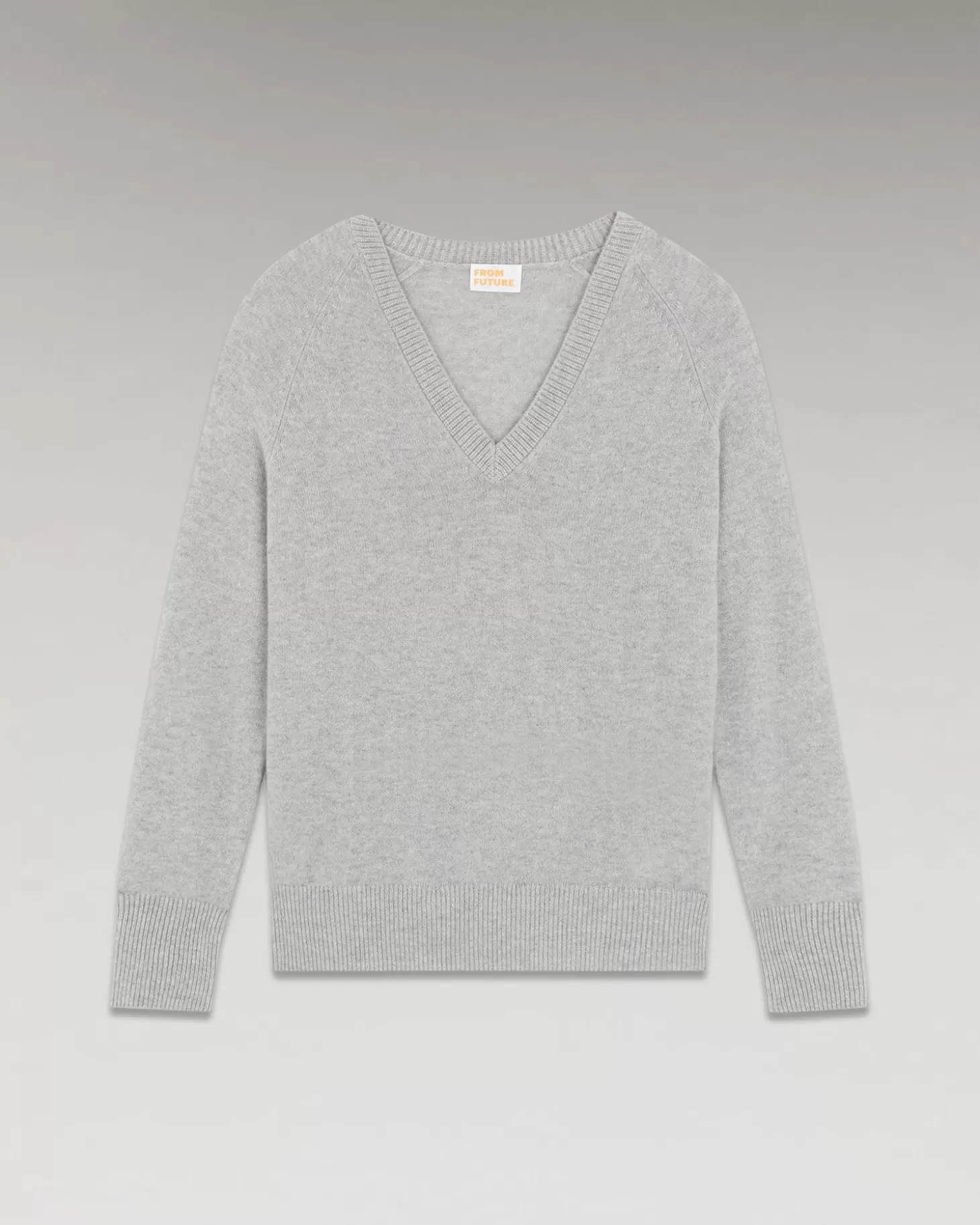 FROM FUTURE Lightweight Oversized V-Neck Sweater Light Heather Gray Cheap