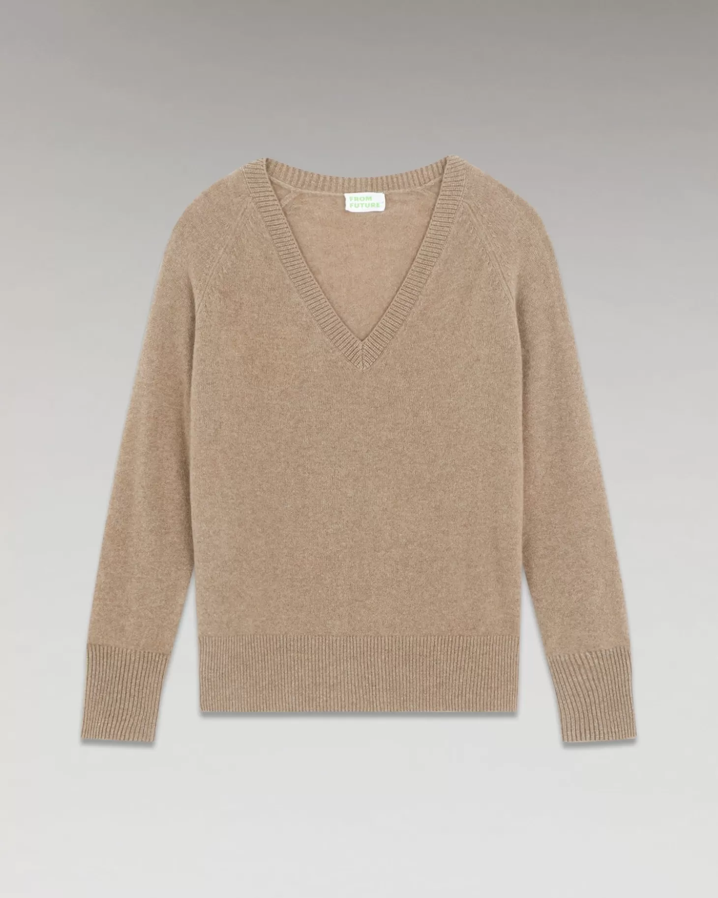 FROM FUTURE Lightweight Oversized V-Neck Sweater Taupe Store