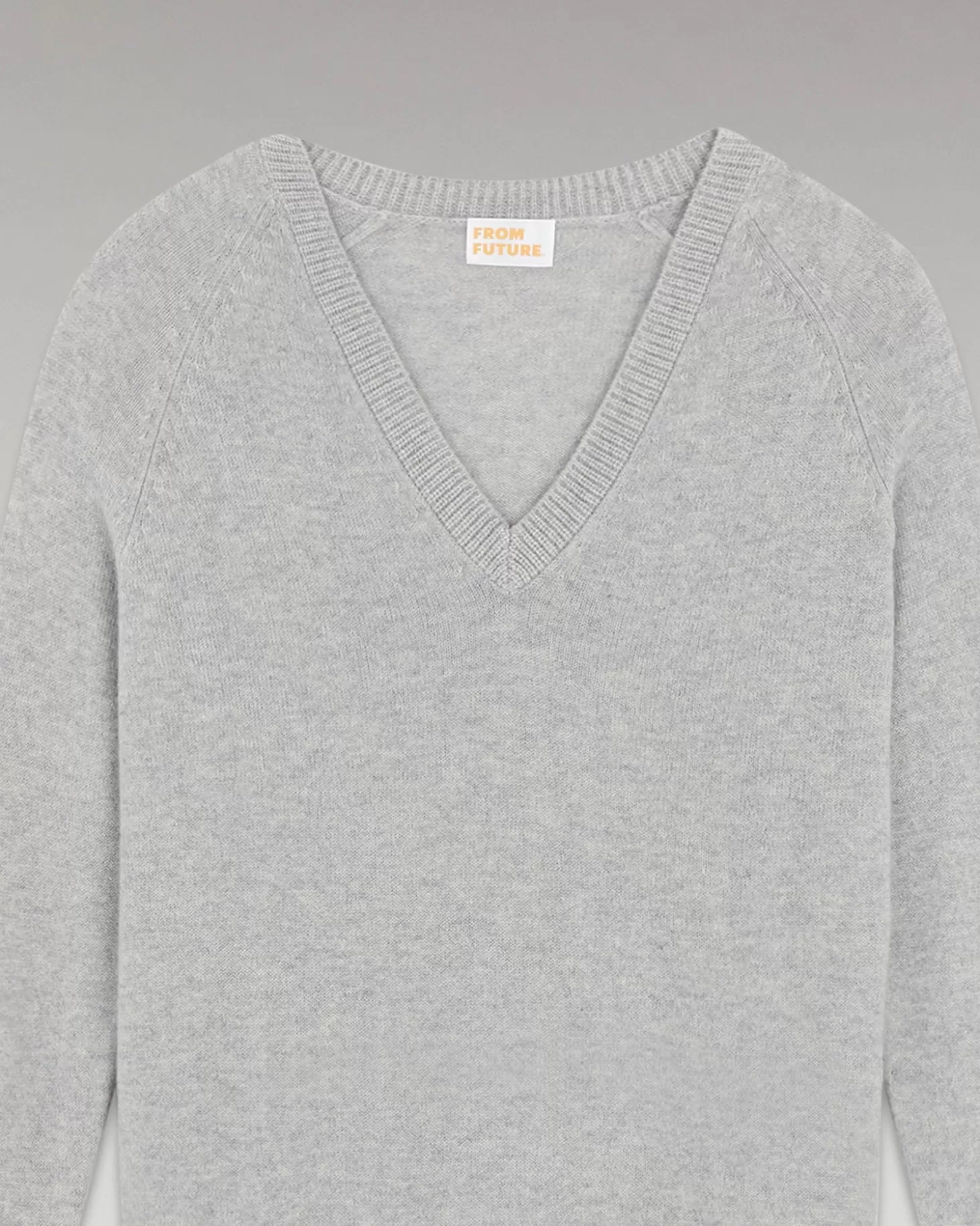 FROM FUTURE Lightweight Oversized V-Neck Sweater Light Heather Gray Cheap