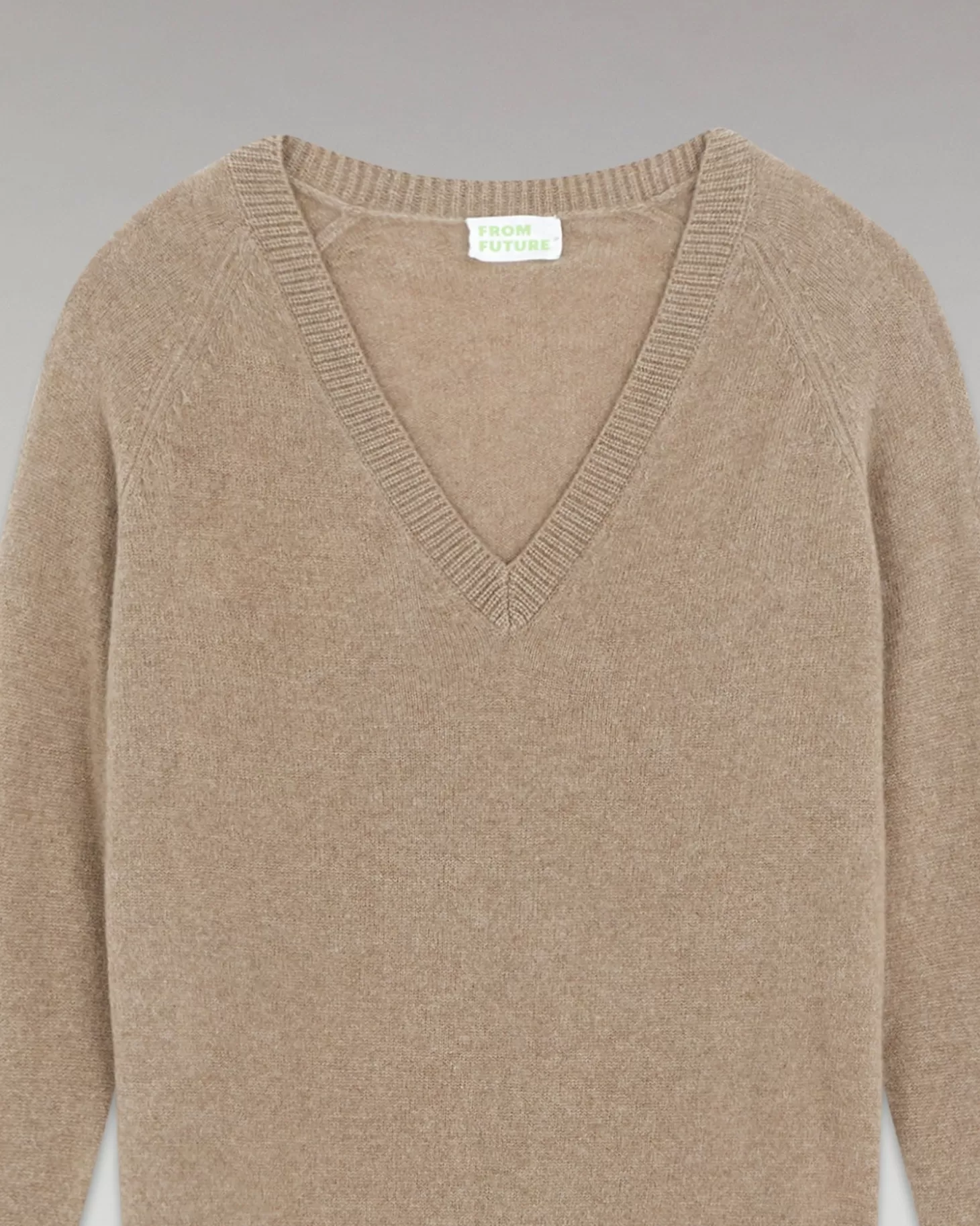 FROM FUTURE Lightweight Oversized V-Neck Sweater Taupe Store