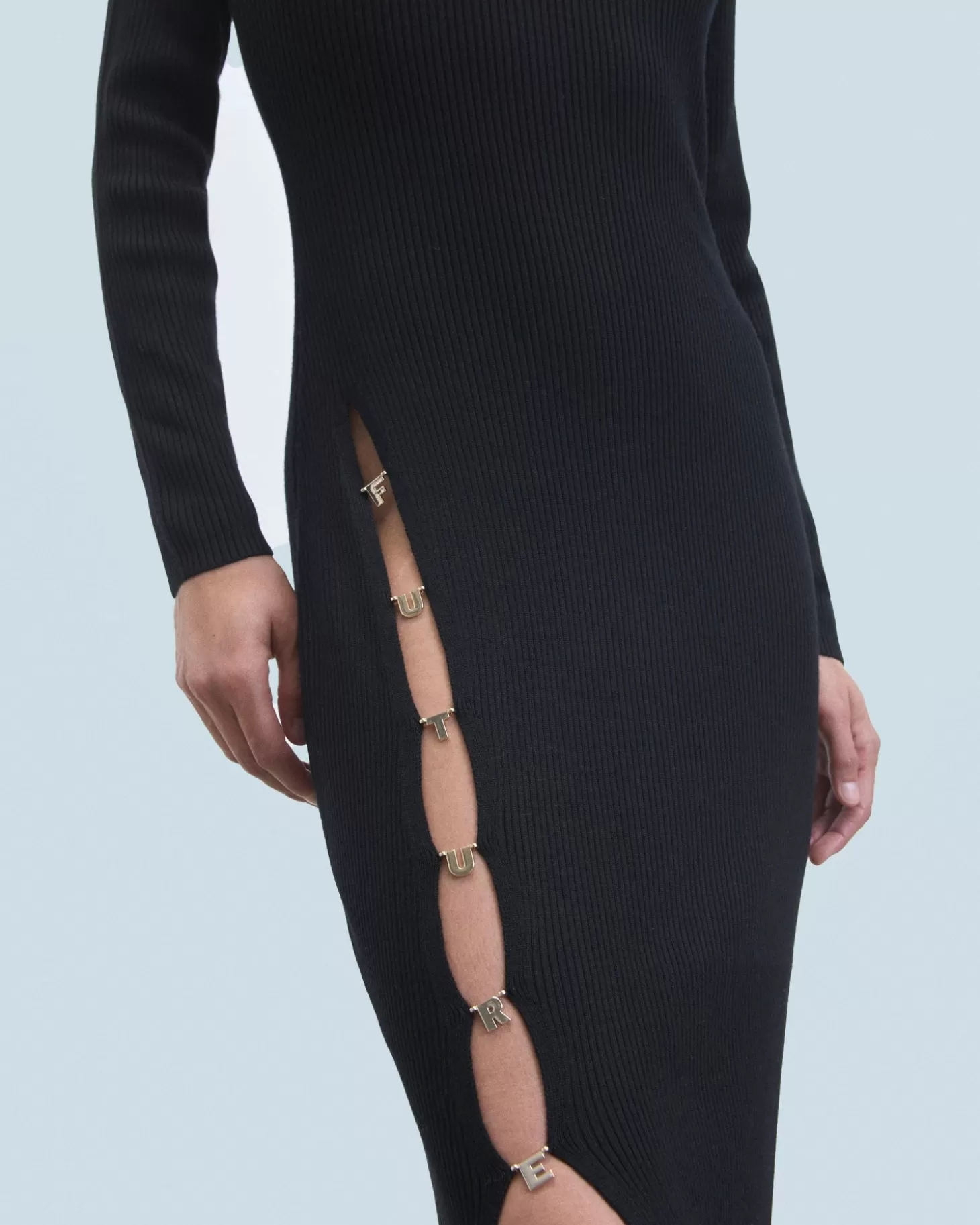 FROM FUTURE Long Sleeve Long Dress Black Clearance