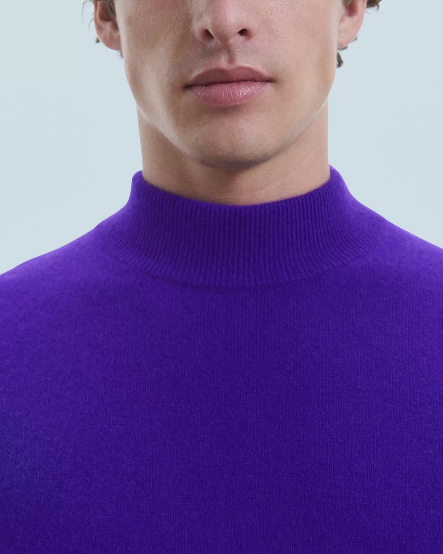 FROM FUTURE Mock Neck Basic Lightweight Sweater Intense Purple Best Sale