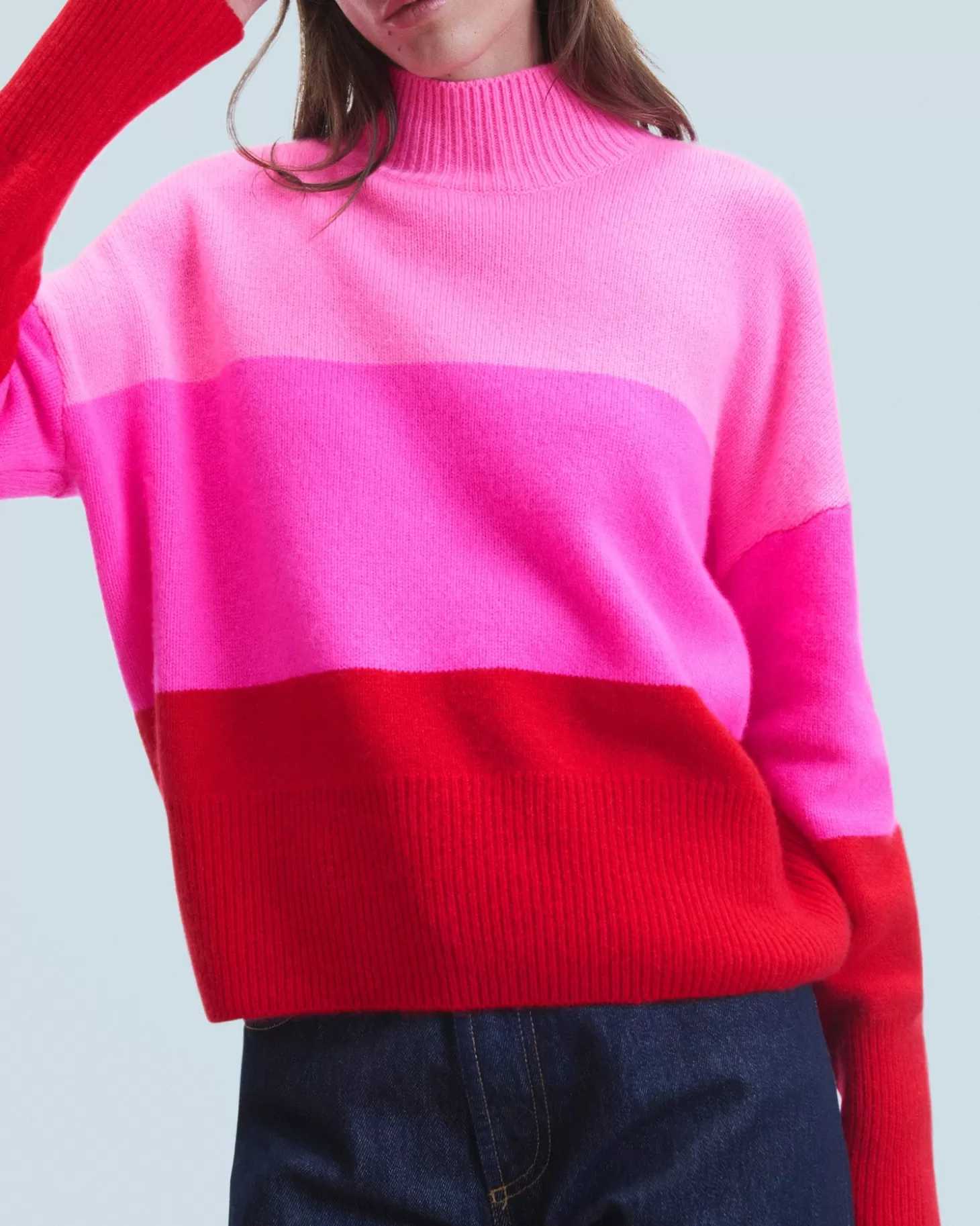 FROM FUTURE Mock Neck Sweater Bright Red Best Sale