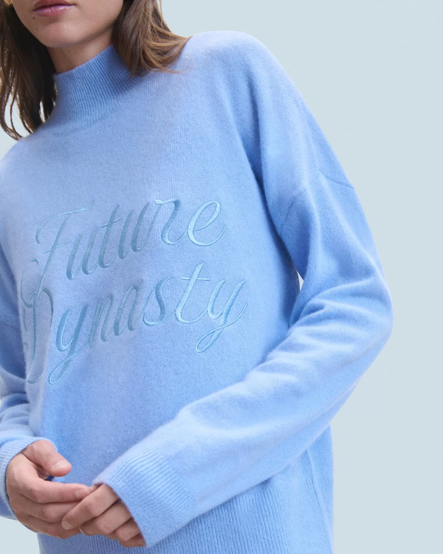 FROM FUTURE Mock Neck Sweater Fairy Blue Hot