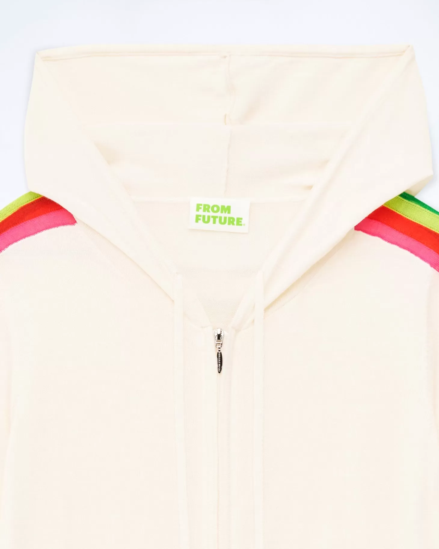 FROM FUTURE Multicolored Stripe Zipped Hoodie Sweater White Shop