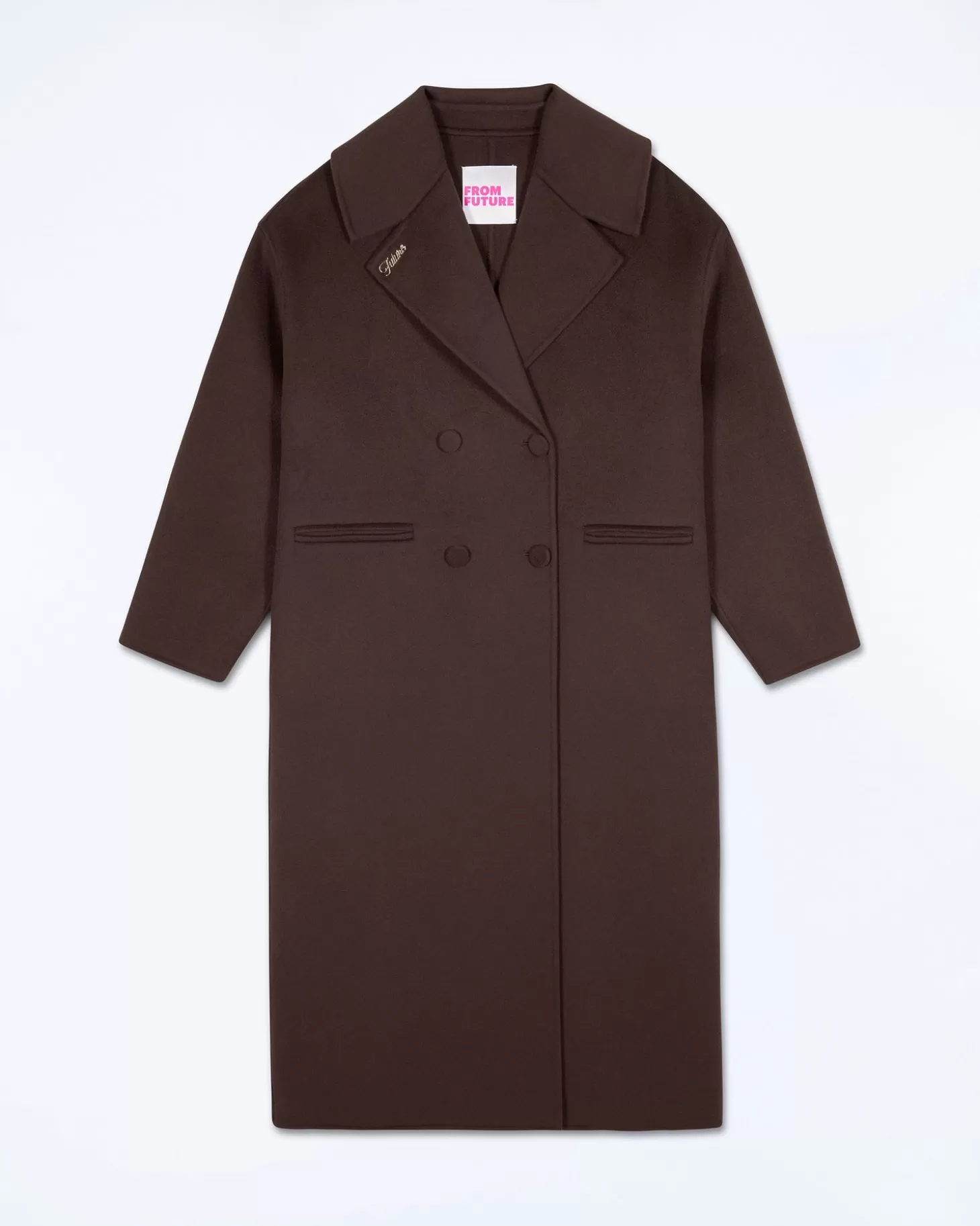 FROM FUTURE Outerwear Double-Breasted Coat Chocolate Cheap