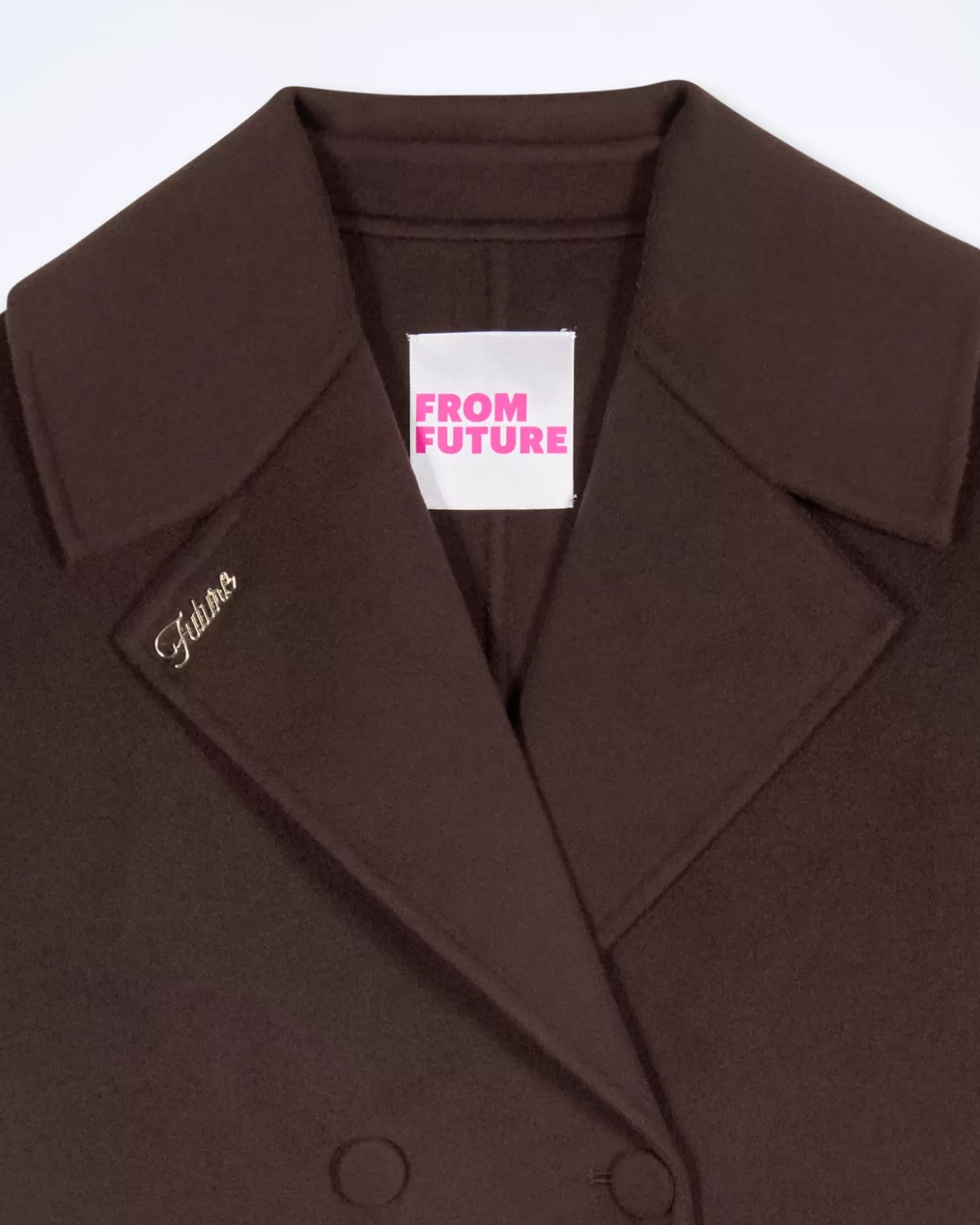 FROM FUTURE Outerwear Double-Breasted Coat Chocolate Cheap