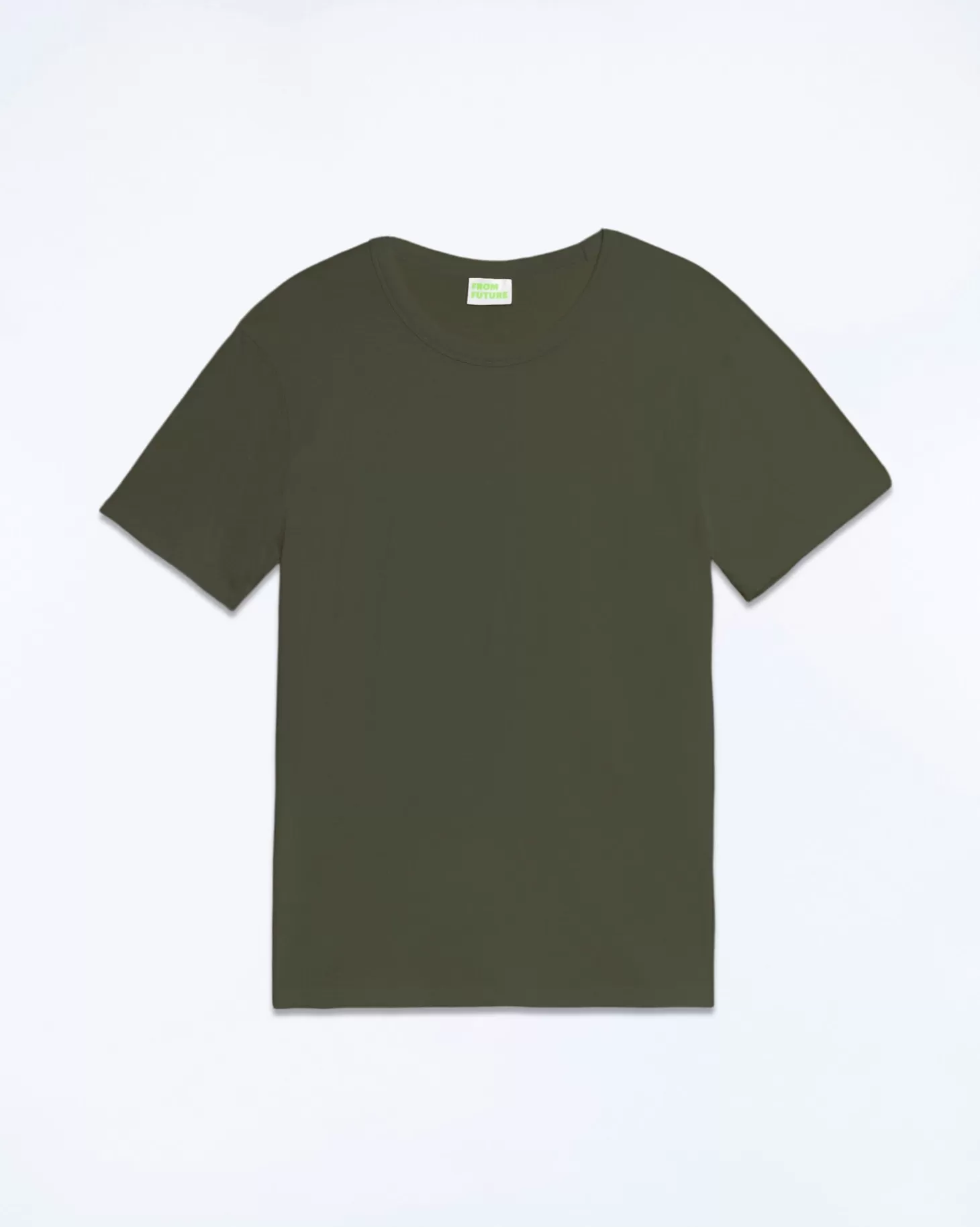 FROM FUTURE Plain Crewneck T-shirt Khaki Fashion