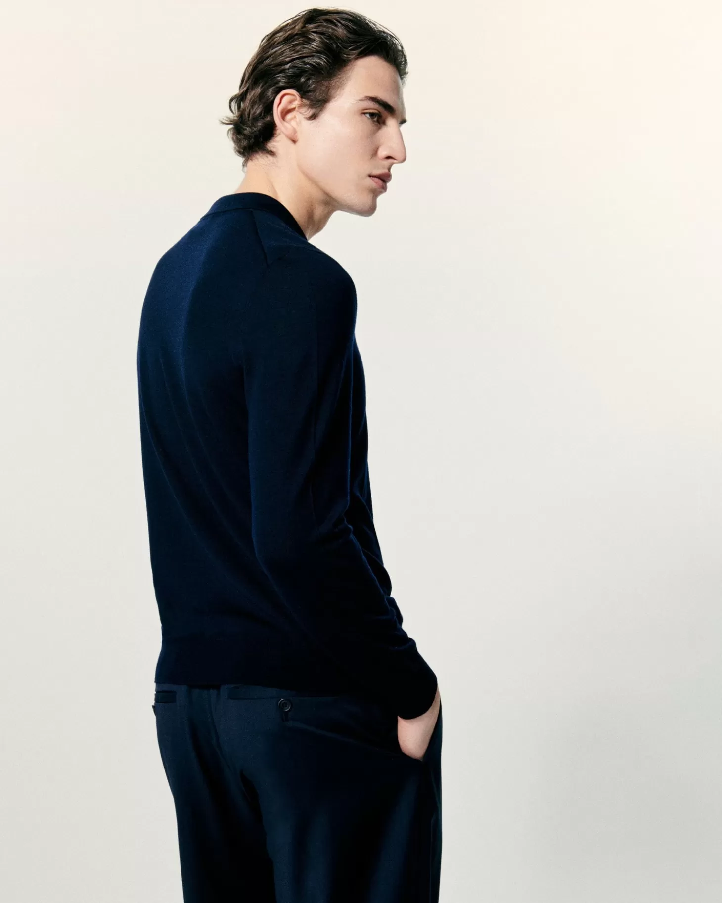 FROM FUTURE Plain Polo Neck Sweater Navy Fashion