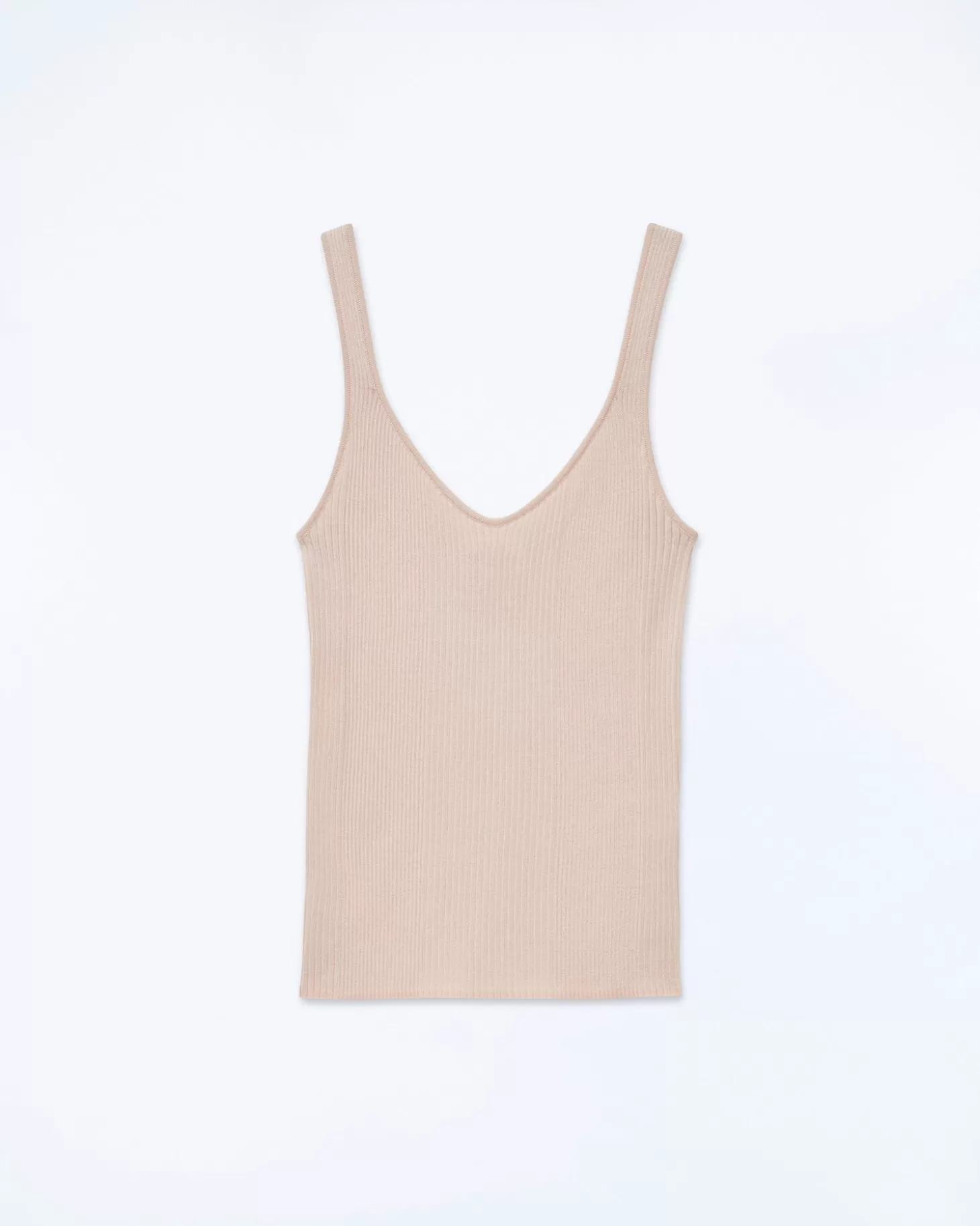 FROM FUTURE Plain Ribbed Tank Top Light Beige Store