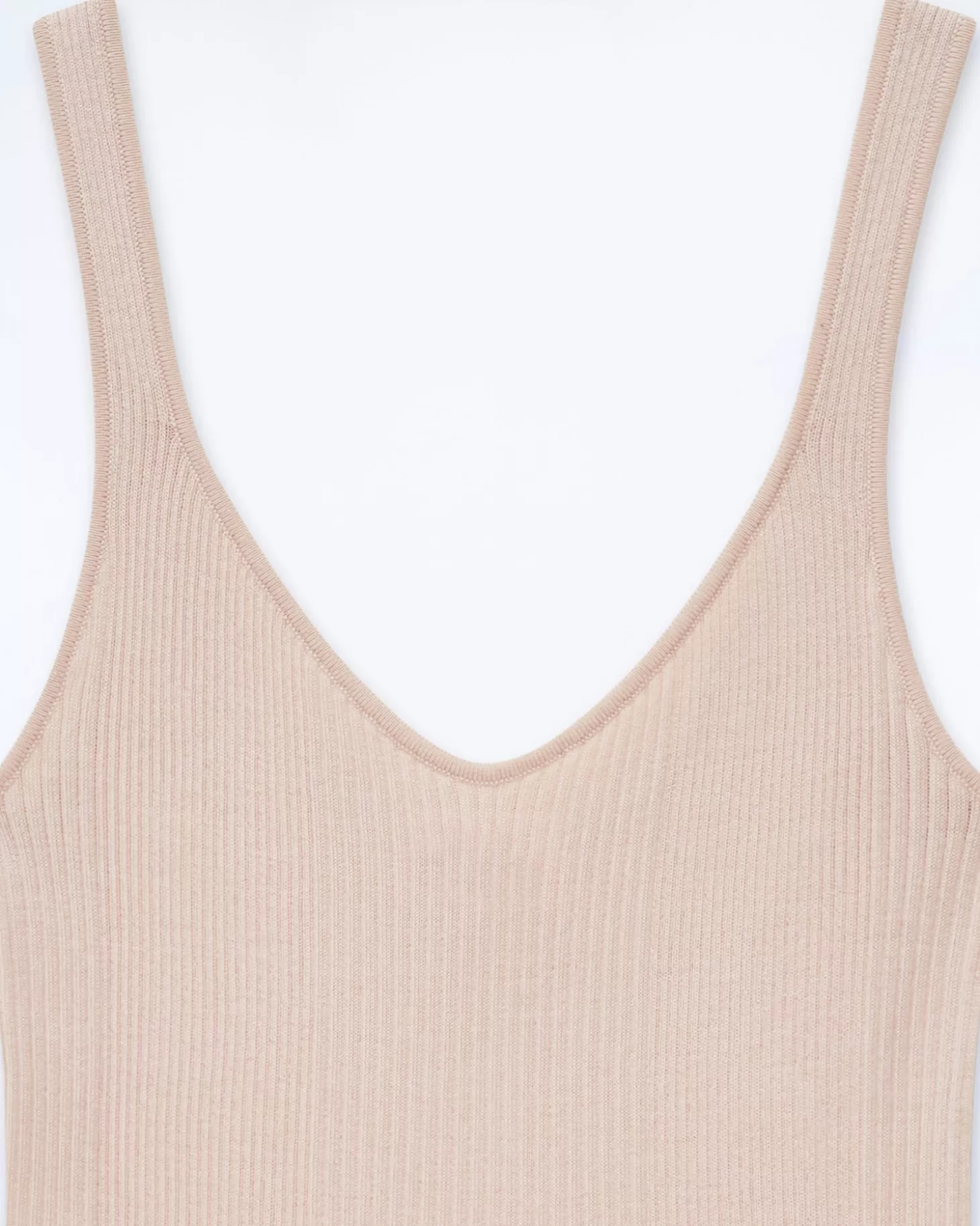 FROM FUTURE Plain Ribbed Tank Top Light Beige Store