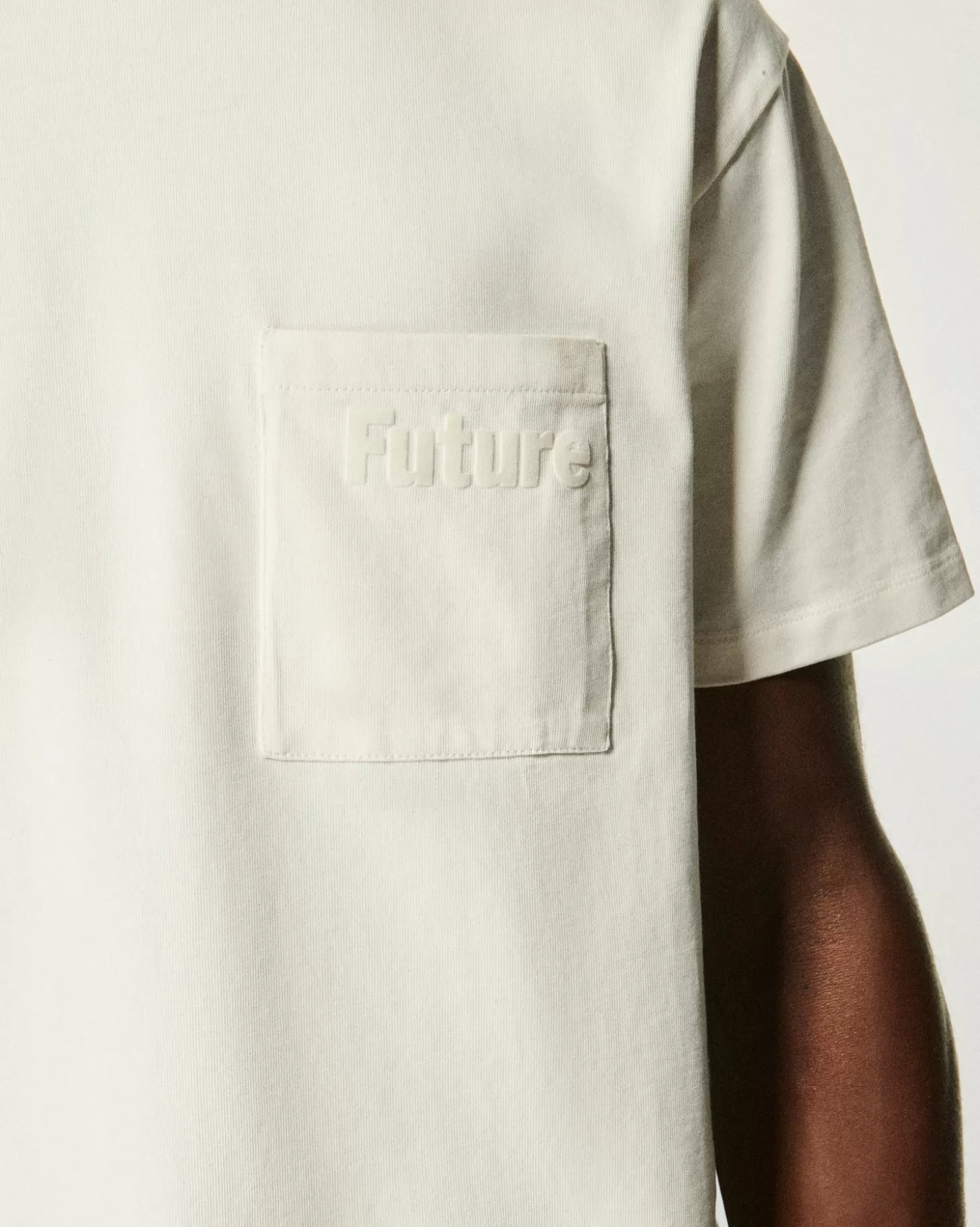 FROM FUTURE Pocket Crewneck T-shirt Sand Flash Sale