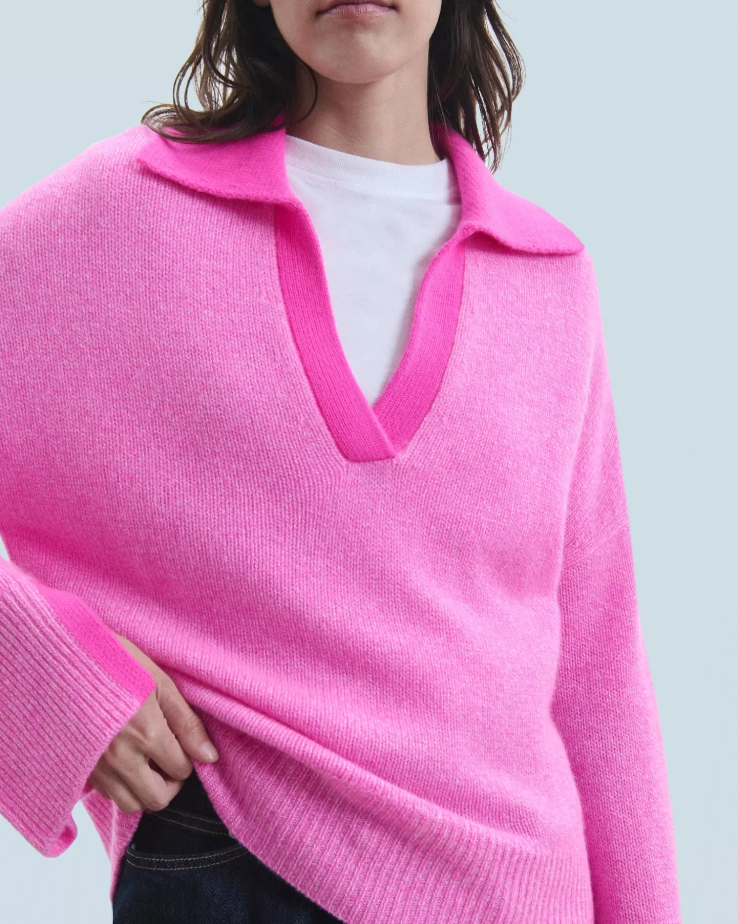 FROM FUTURE Polo Neck Sweater Pink Shop