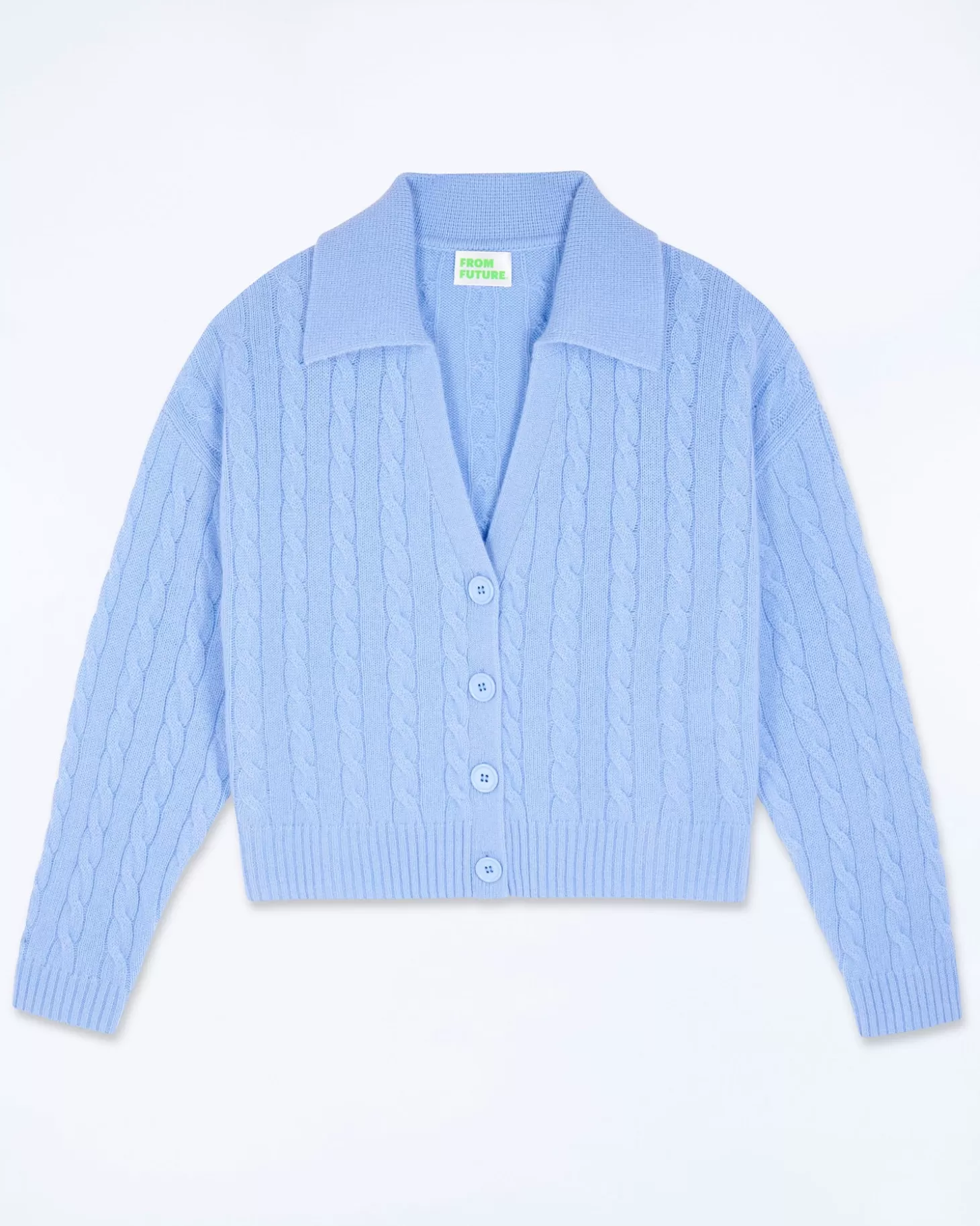 FROM FUTURE Ribbed Cardigan Sweater Fairy Blue Store