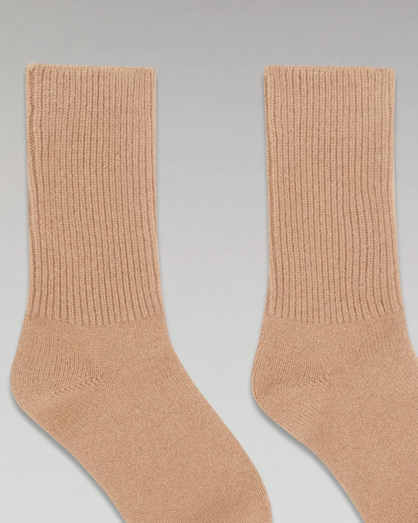 FROM FUTURE Ribbed Mid-High Socks Camel Sale